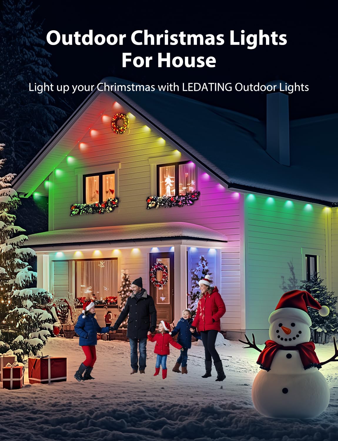 lemonmemory Permanent Outdoor Lights Smart Outdoor Home Lights 200ft with 144 LED Eaves Lights IP67 Waterproof for Valentines Da