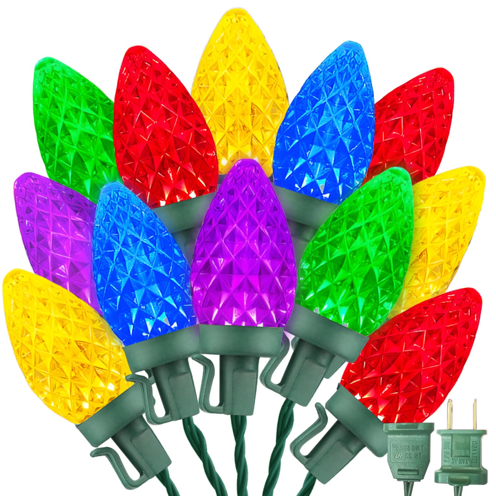 50 LED C7 Christmas Lights, 31.8FT C7 Christmas Strawberry String Lights Vintage Christmas LED String Lights Plug in Waterproof 