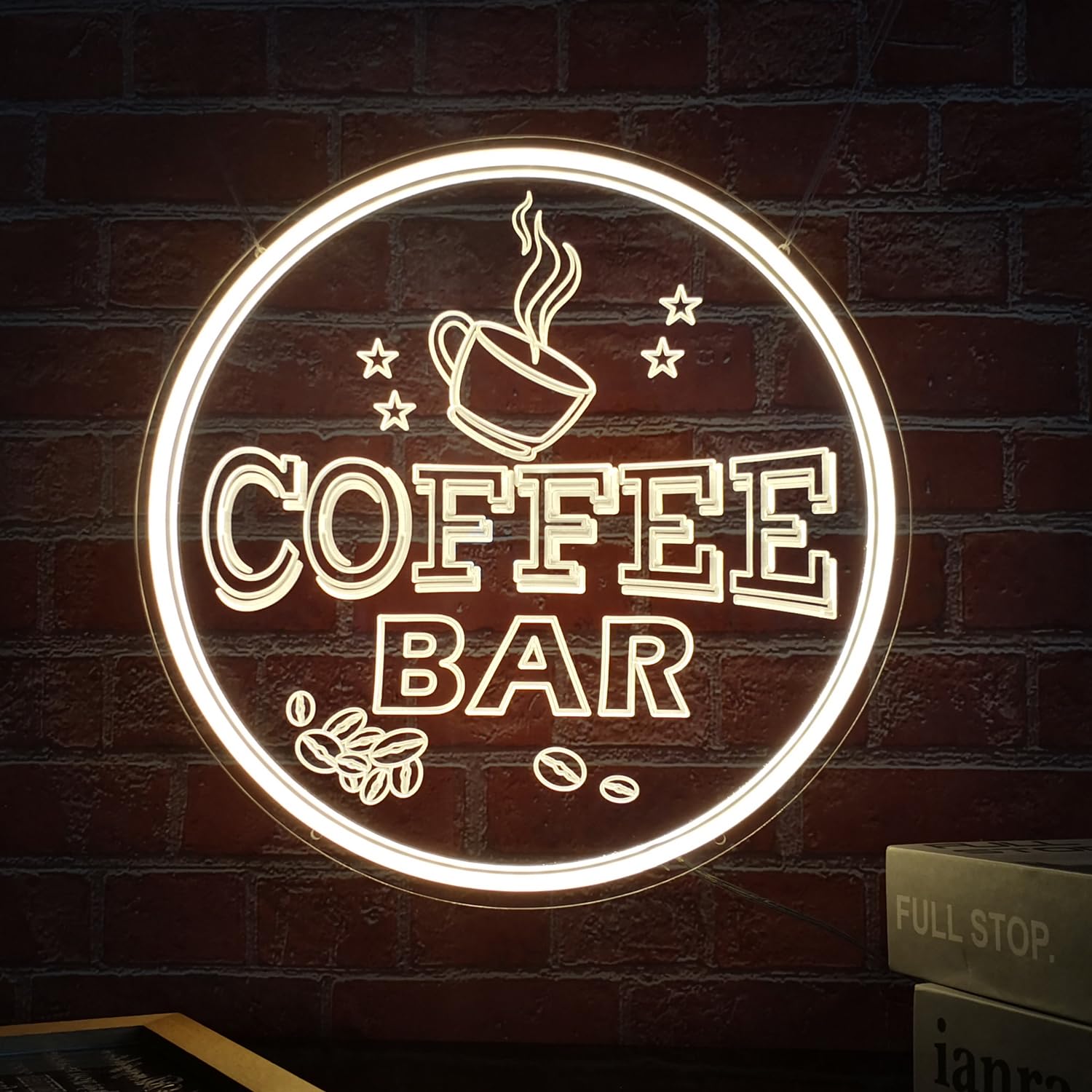 NOXTROND Neon Coffee Bar Sign, Dimmable LED Light, 12inx12in, Warm White, Model CB09, USB Powered Decor for Bar, Cafe, Kitchen