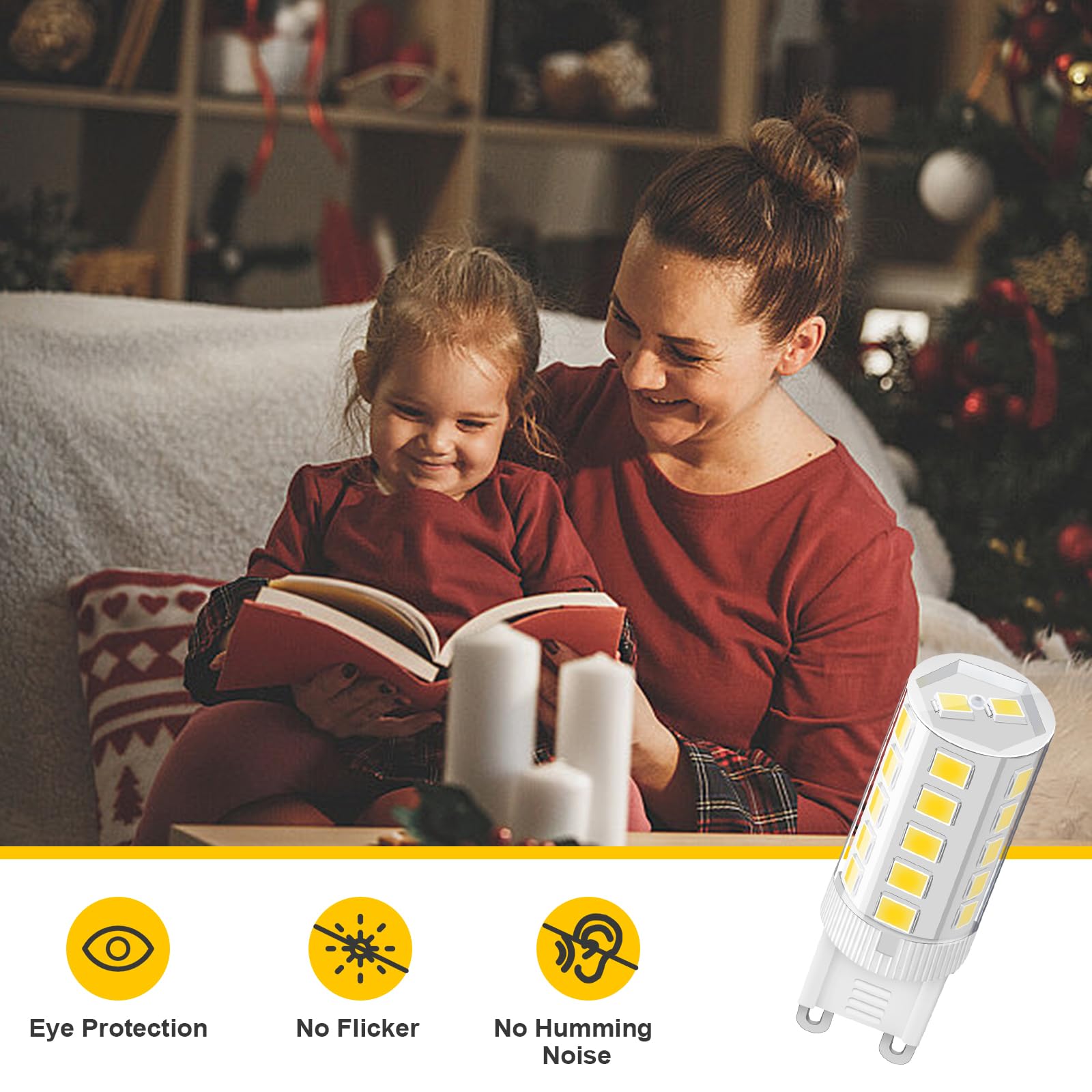 Topleder G9 Led Bulb Daylight 3W, 5000K Non-Dimmable, 30 Watt T4 G9 Halogen Equivalent, 120V No-Flicker, Chandelier Lighting 400