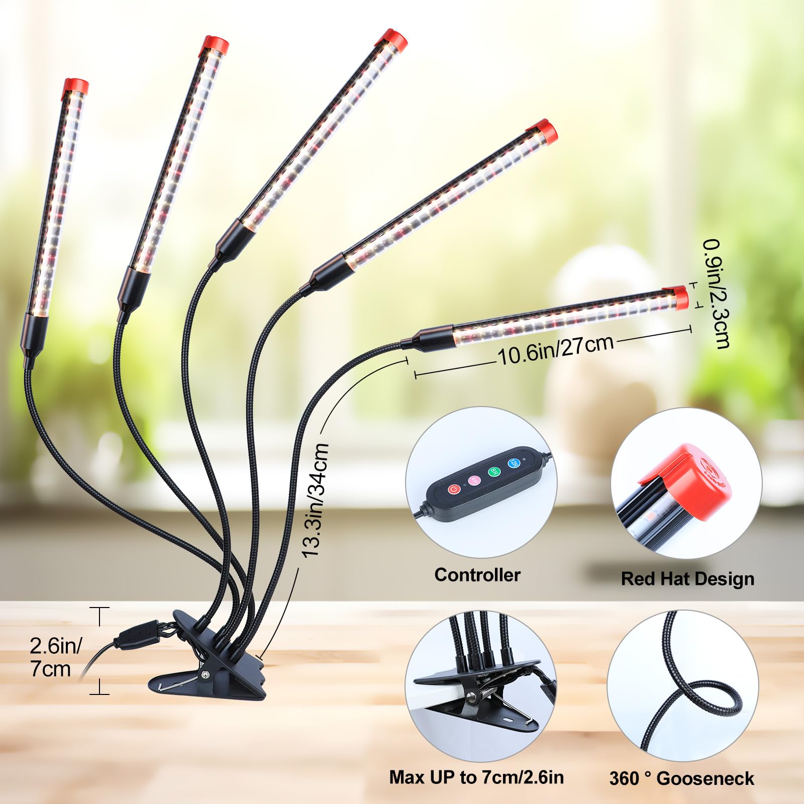 Gamechanger! 45W  Not 15W  5Head Strong Clip Grow Lights For Indoor Plants With Timer  Best Gift For Plants Lover  Led Plant Growing Lamp For Houseplants  Bonsai  Seed Starting  Seedlings  Veg  Flower