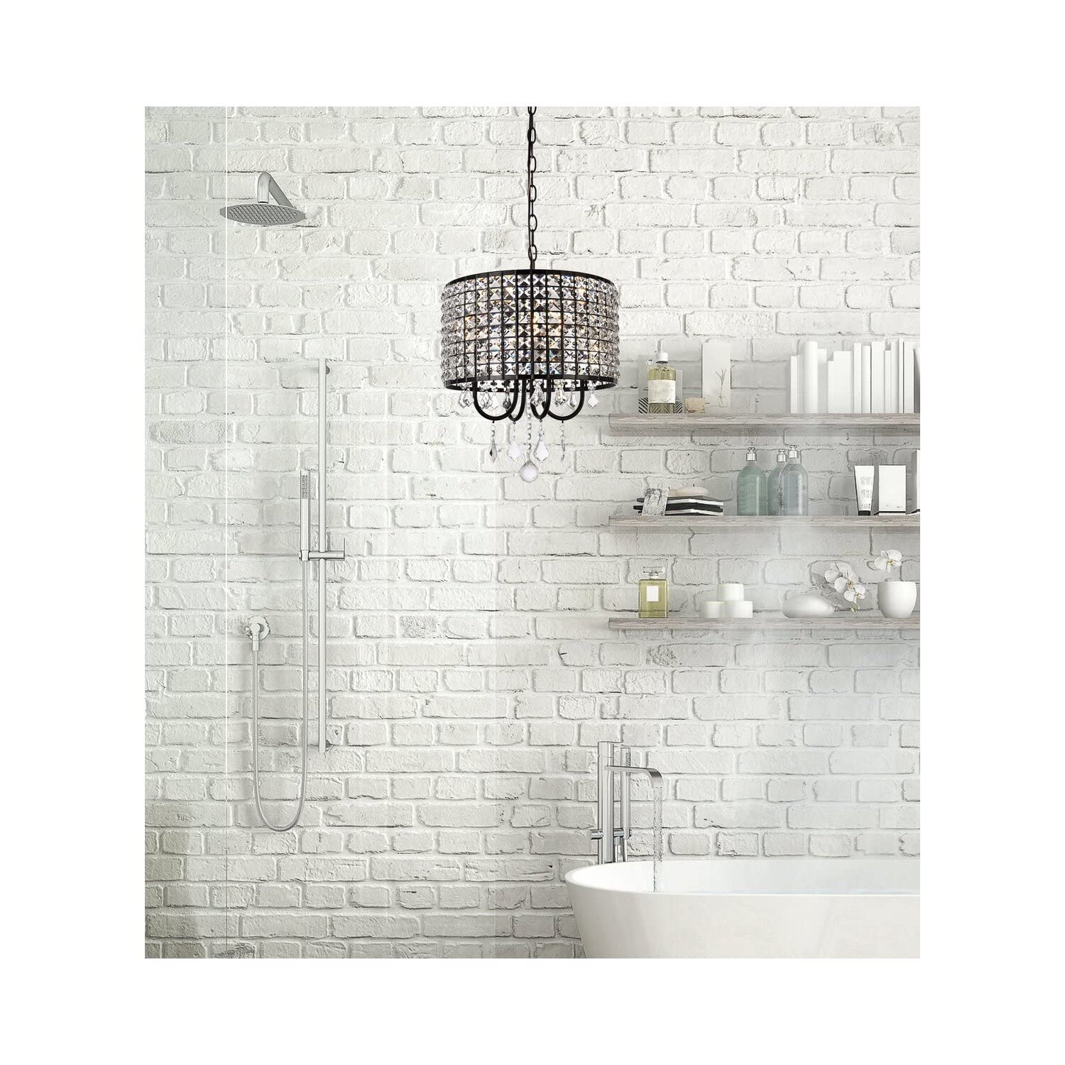 Living District Elise 4-Light Transitional Style Metal Pendant in Black