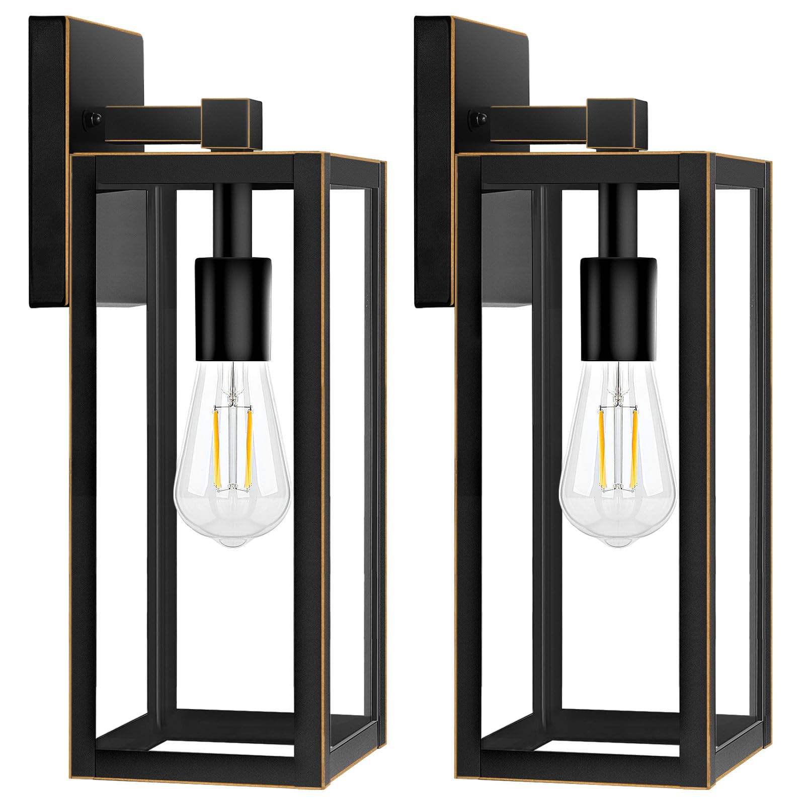 2-Pack Outdoor Wall Light, Waterproof Porch Lights Outdoor, 15'' Bronze Outdoor Lights for House with Clear Glass for House, Por