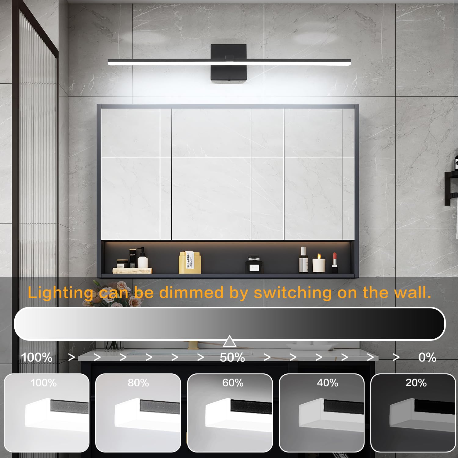 Zuzito Black Bathroom Light Fixtures - Modern Vanity Lights For Bathroom 24In - Led Bath Lights Bar 5Cct Dimmable