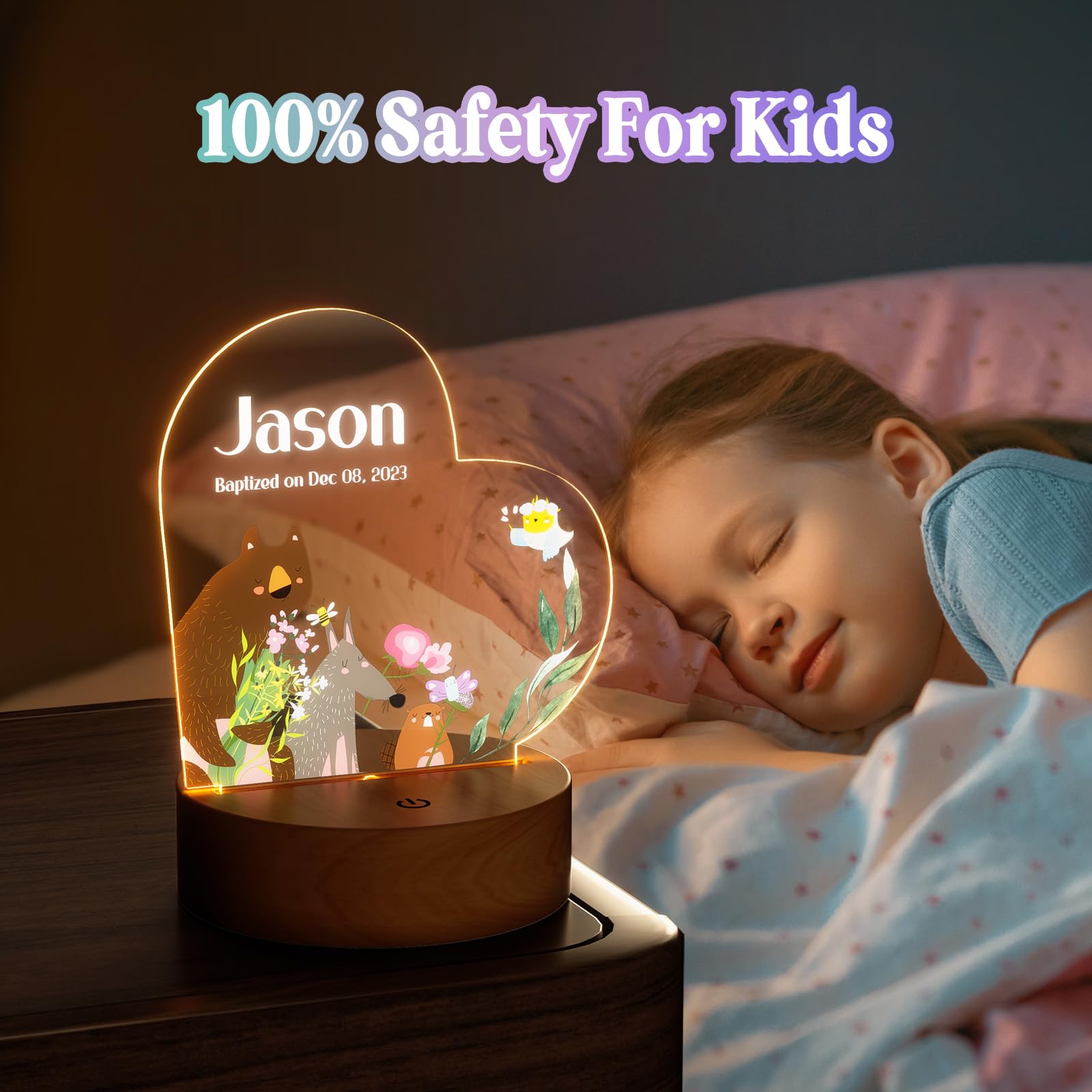 Burst Bird Personalized Baby Gift Name Night Light for Kids Girls Boys Nursery Decor with Animal Bears Friend Nursery Night Lig