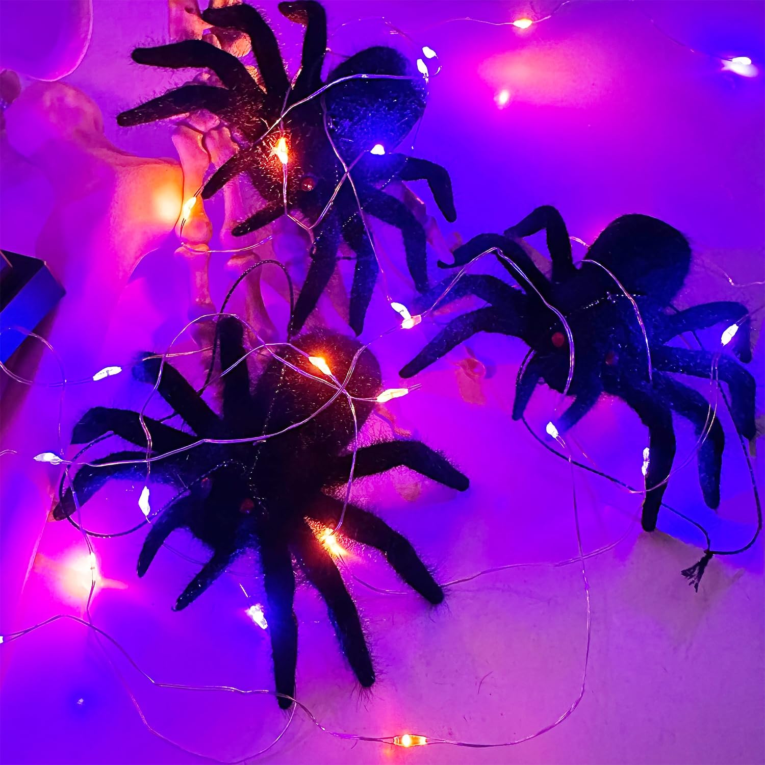 WATERGLIDE 24 Pack Halloween Fairy Lights Battery Operated (Included), 6.5ft 20 LED Mini Firefly Starry String Lights, Waterproo