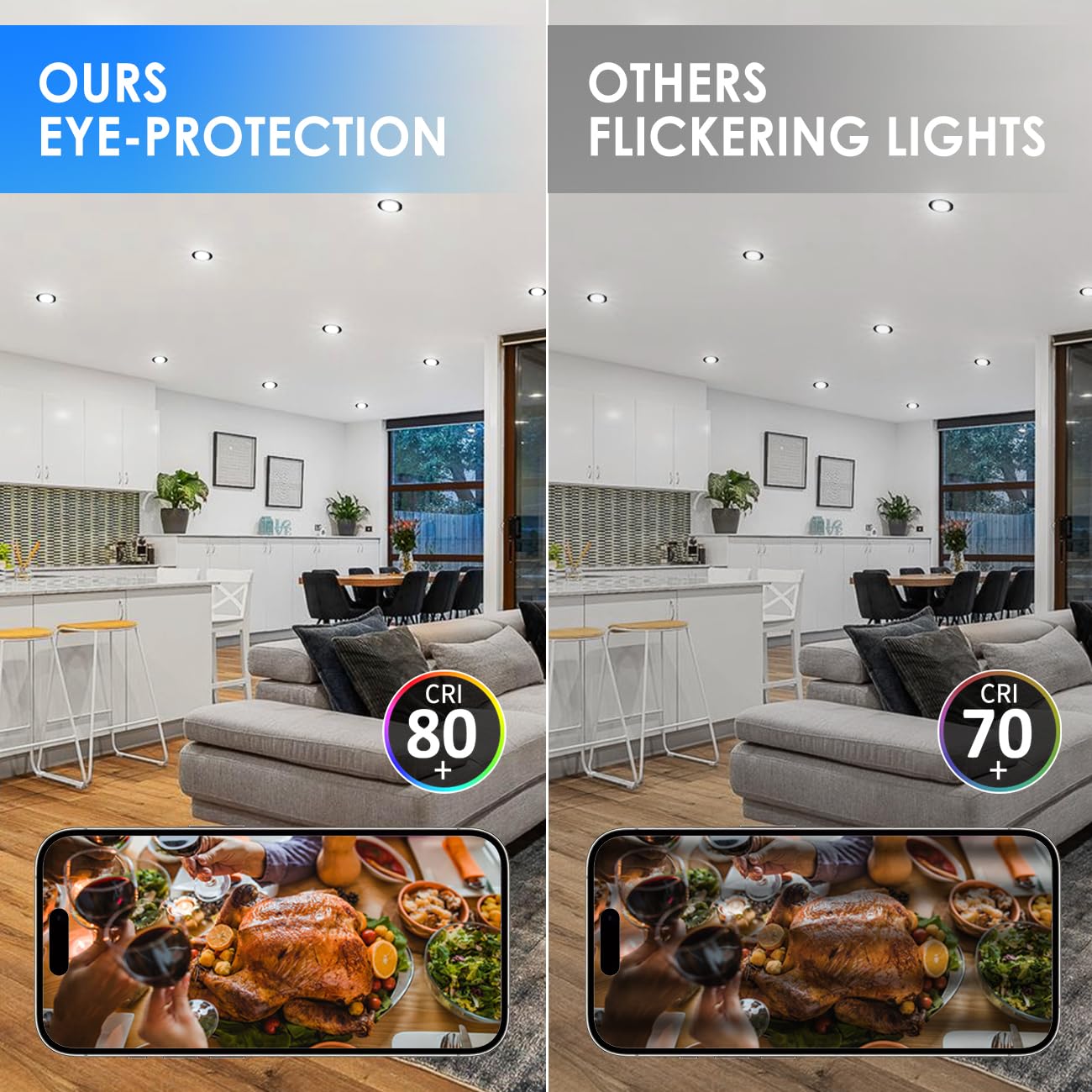 Anwio Recessed Lighting 4 Inch Black  5Cct 6W 700Lm Flat Retrofit Led Recessed Lights Can Needs  2700/3000/4000/5000/6000K Selectable Can Lights Cri 80+ Dimmable E26 Base Ic Rated & Etl 8 Pack