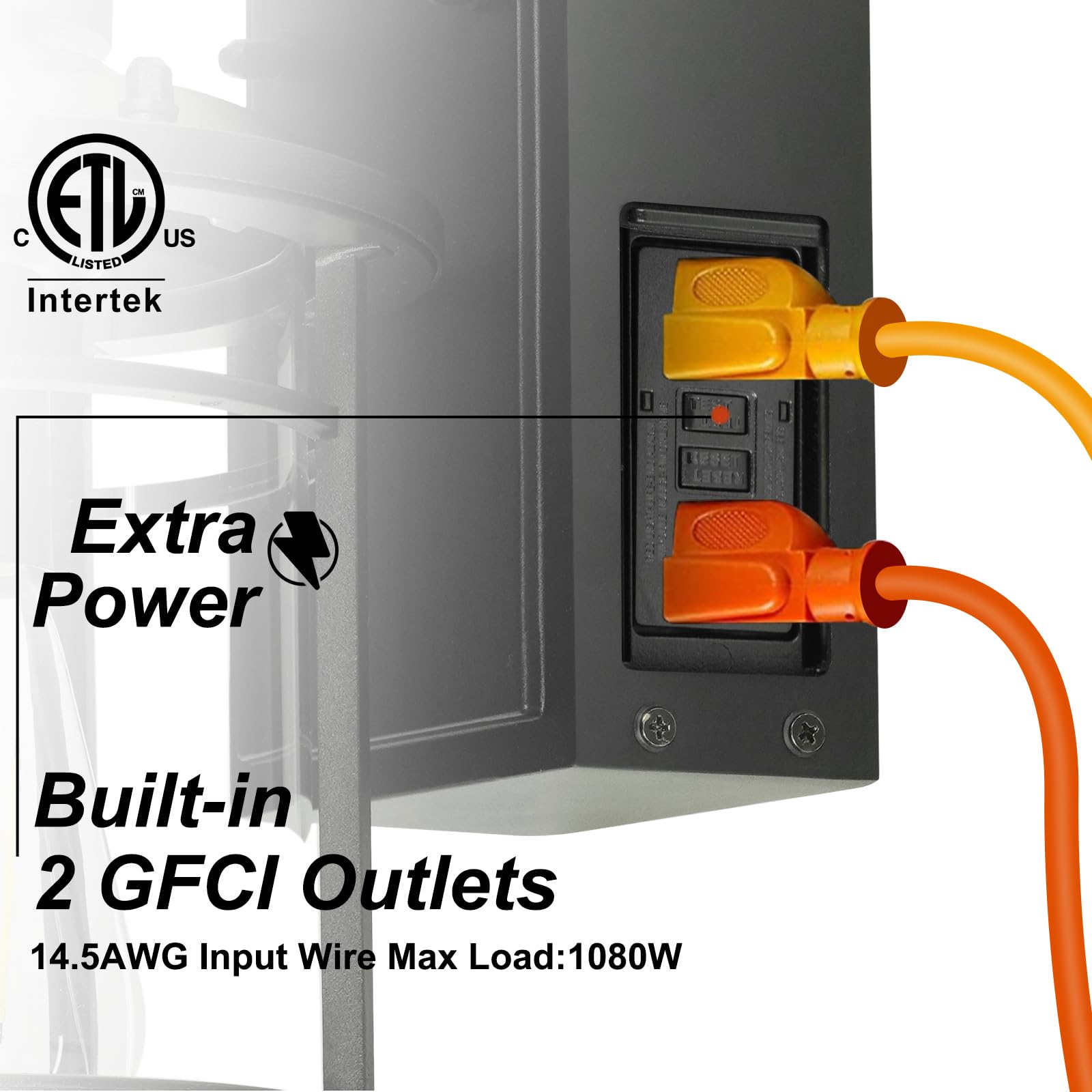 Okeli Outdoor Wall Light - Dusk To Dawn Motion Sensor, Waterproof Lantern, Gfci Outlet, Black