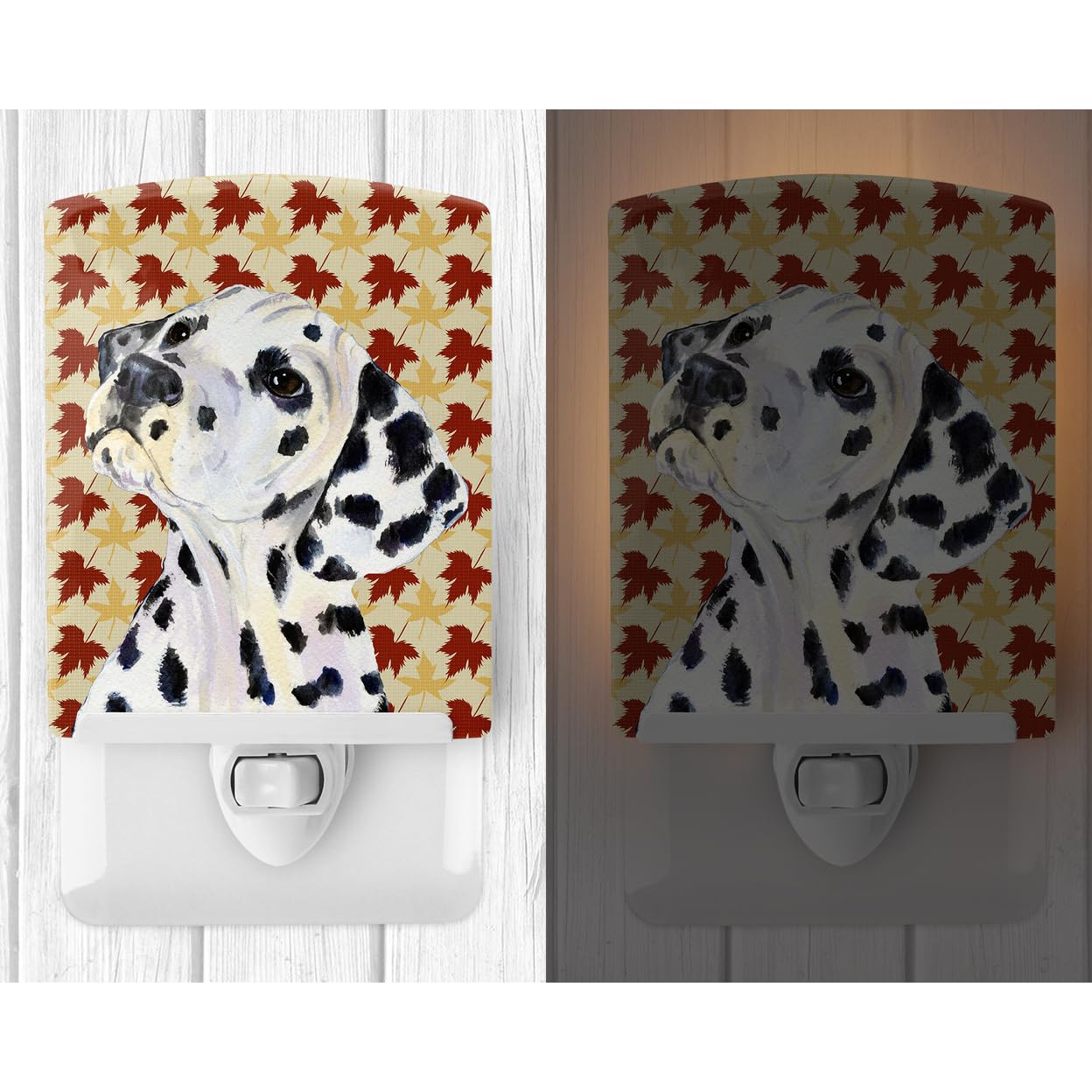 Carolines Treasures Ceramic Night Light Dalmatian Fall Leaves 6x4x3in Multicolor Model SS4364CNL