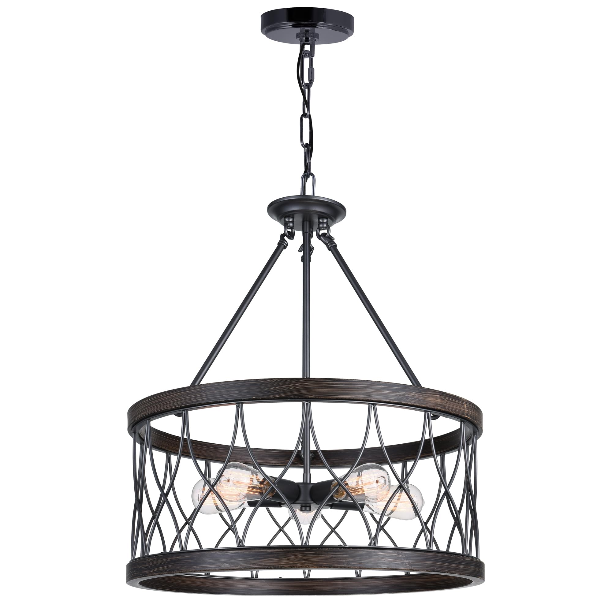 Cwi Lighting Amazon 5 Light Metal Chandelier With Drum Shade In Gun Metal Black