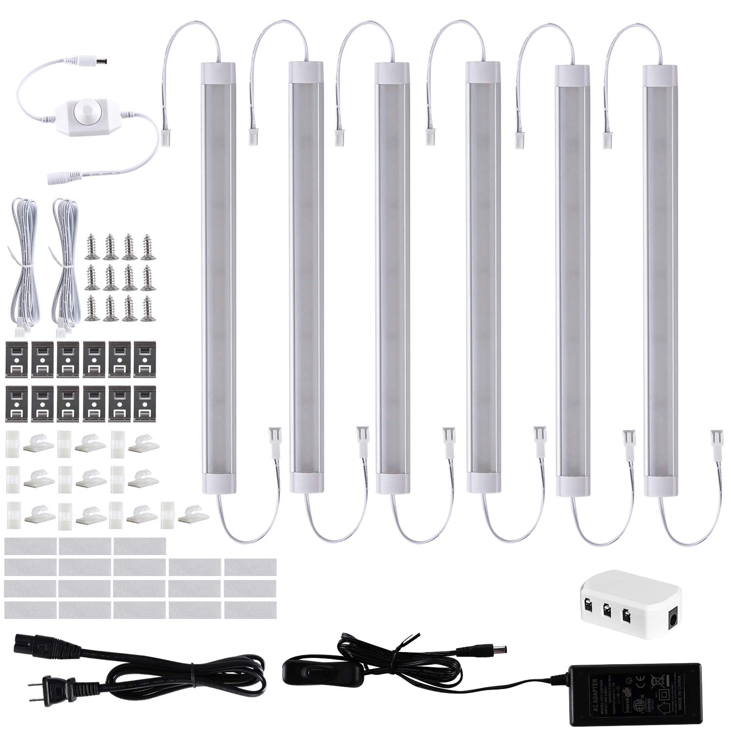 LABOREDUCER LED Under Cabinet Lighting 6 Pack, Dimmable 12in, Warm White 2700K, Ultra Slim Aluminum