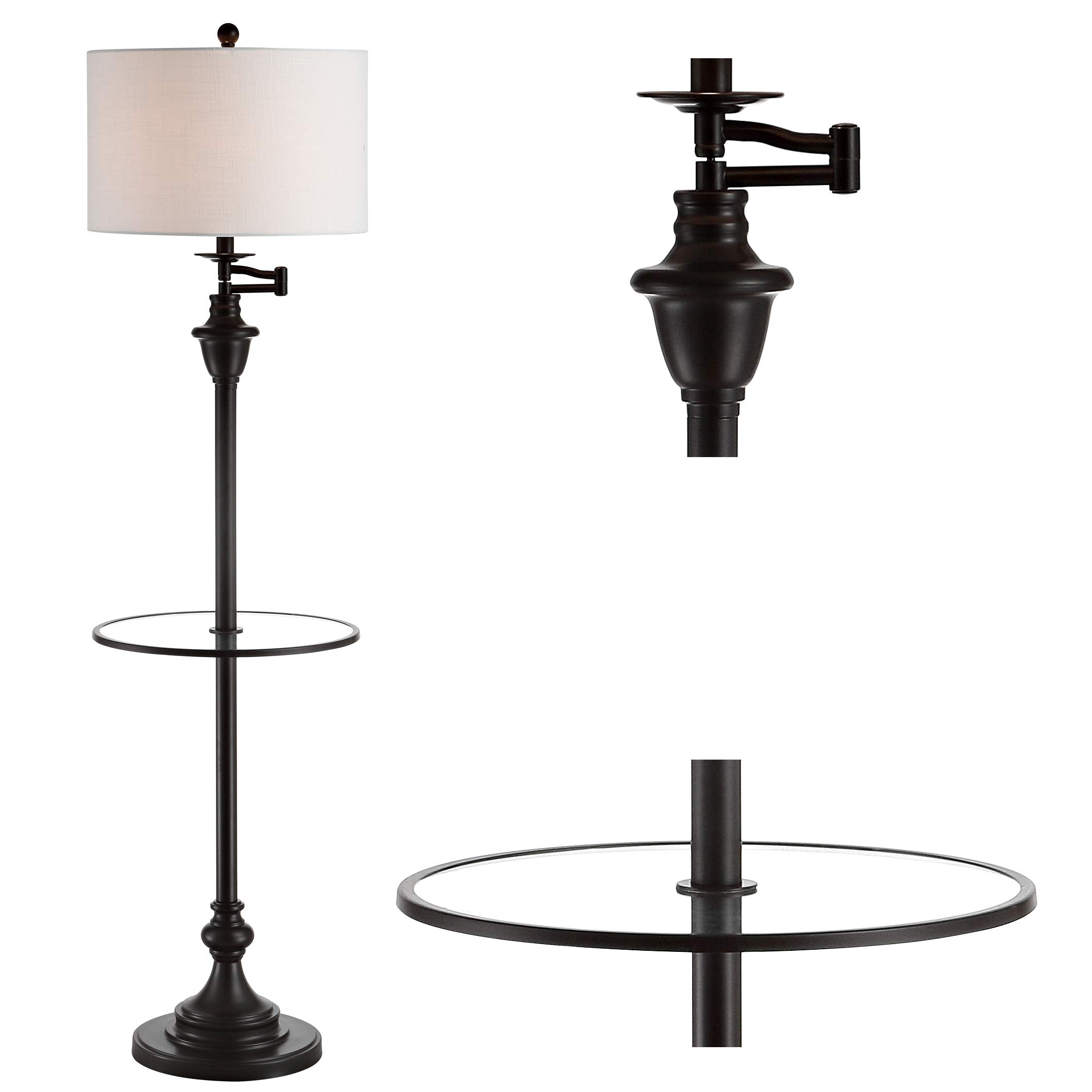 JONATHAN Y JYL3055C Cora 60 Metal/Glass LED Side Table and Floor Lamp Contemporary Transitional for Bedrooms  Living Room  Office  Reading  Oil Rubbed Bronze  Oil-Rubbed Bronze