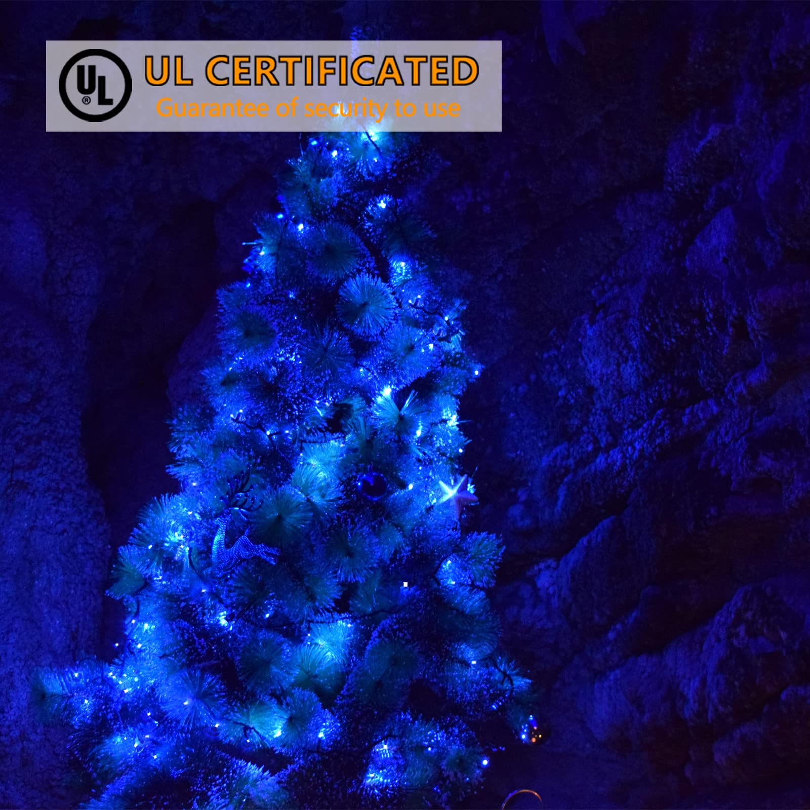 Wominoy 25Ft 50 Counts Blue Led Christmas Lights - Commercial Grade Outdoor Waterproof, Wide Angle Green Wire, Xmas Tree Lights,