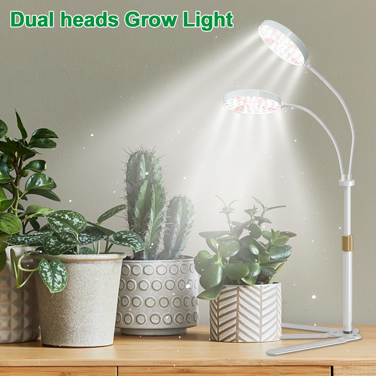 Grow Light Dual Ring 3.5&quot; With Base, 122 Leds 6000K White Full Spectrum Gooseneck Plant Lamp For Indoor Desk Plants, Dimmable & Height Adjustable 9-16&quot;, Timer 4/8/12/18Hrs