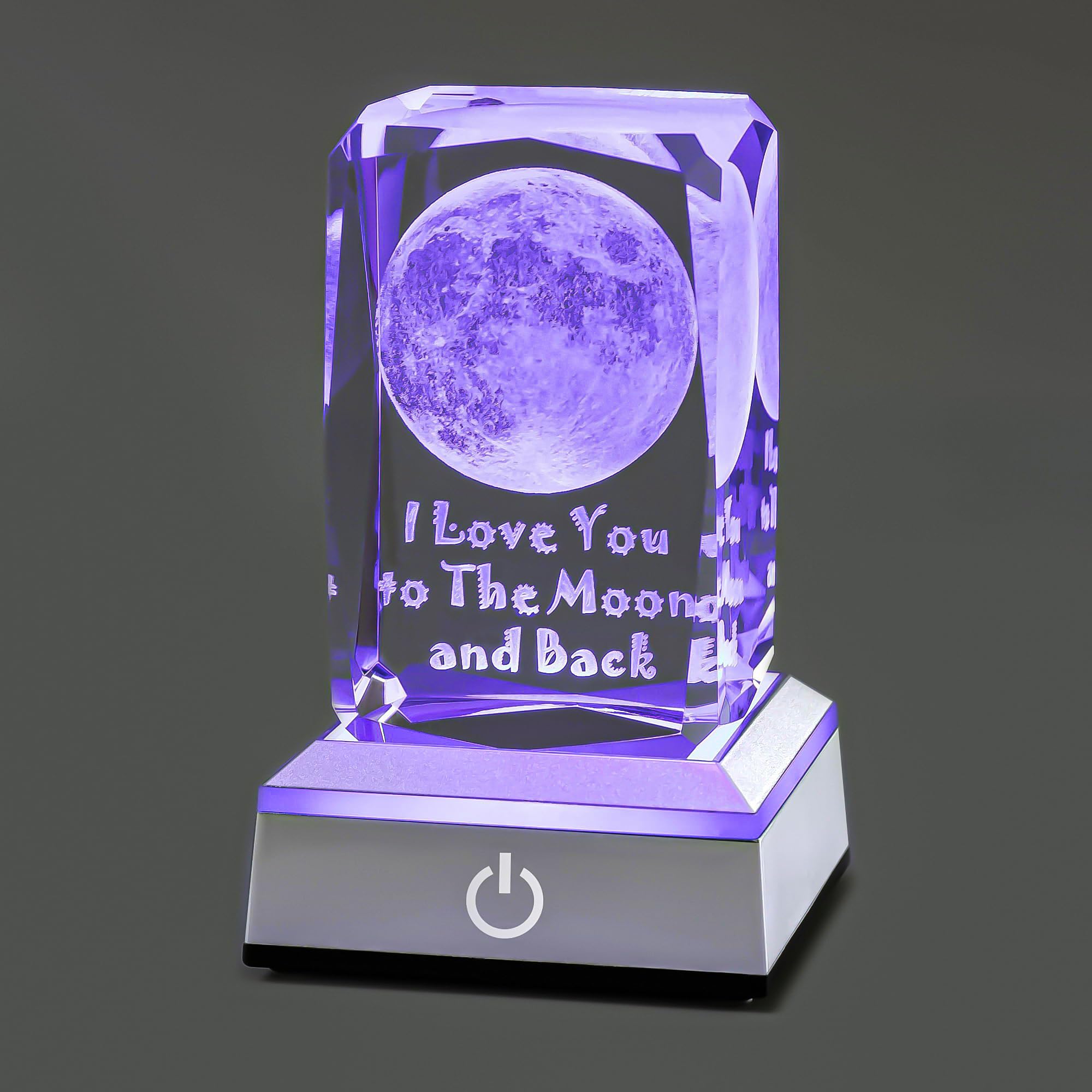 hochance 3D Moon Nightlight - Crystal, Multicolor, A-Moon Model, Perfect Gift for Her, Valentines Day, Anniversary, Birthday