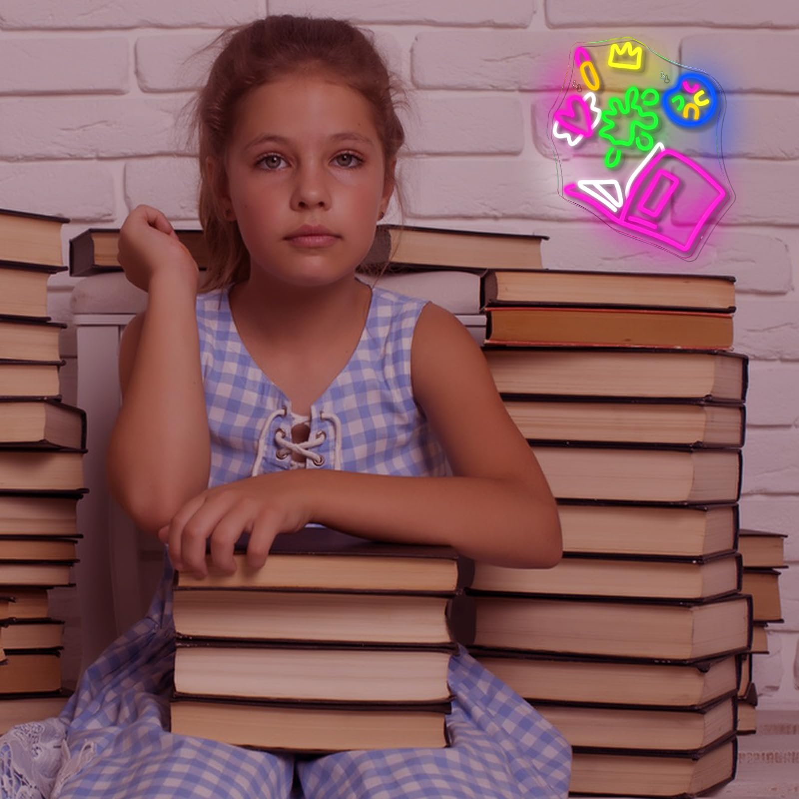 Magical Book Neon Sign  The Wonderful World Of Books Design  Usb Powered Dimmable  5V/2A  For Kids  Gift  Office  Bedroom  Reading Room  Kids Room  Classroom  Book Lover
