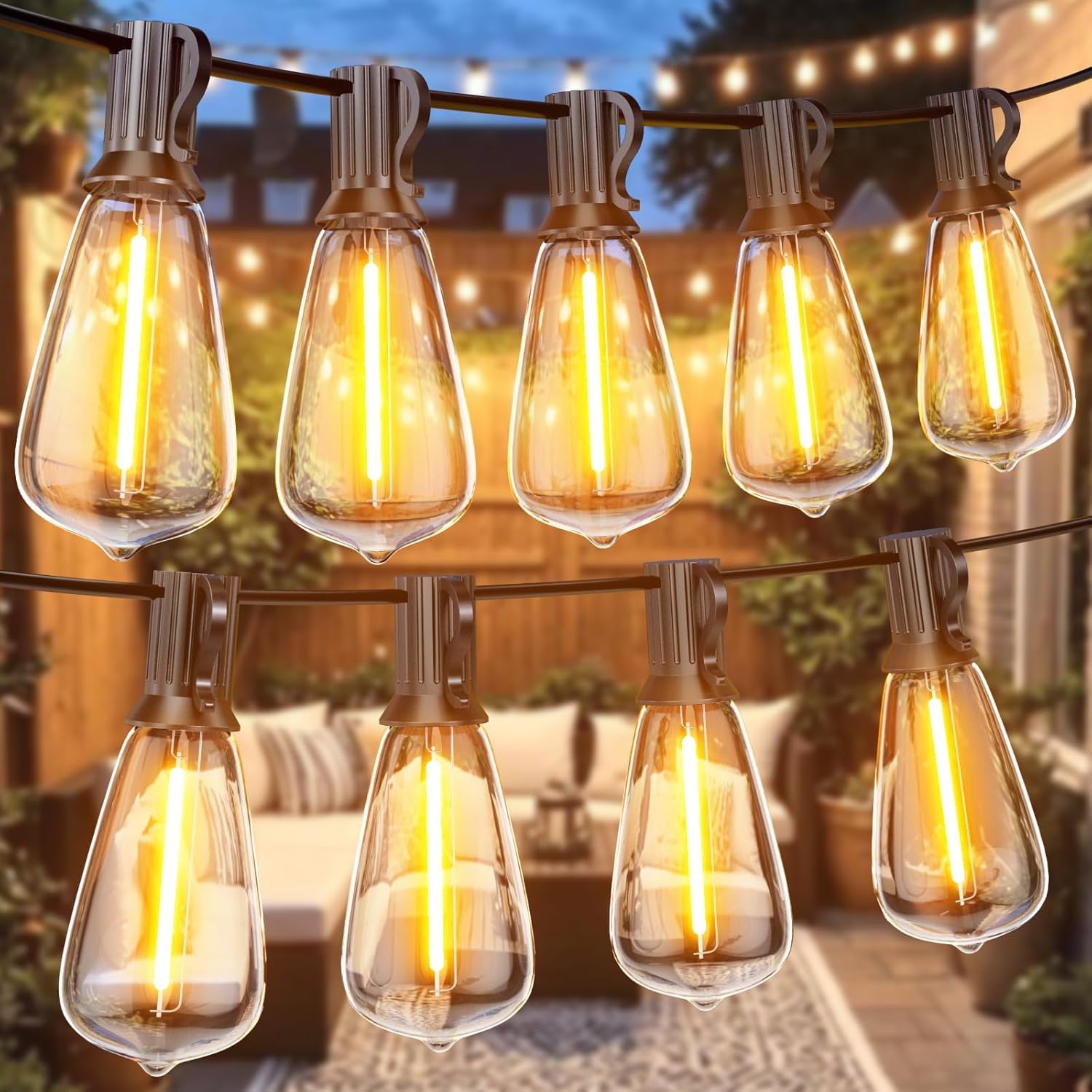 GPATIO Outdoor String Lights  150FT ST38 Bulbs Shatterproof Patio Lights  Waterproof Dimmable Outside Hanging Light  Connectable LED Outdoor Lights for Backyard  Porch  Party  Garden  Home Decor