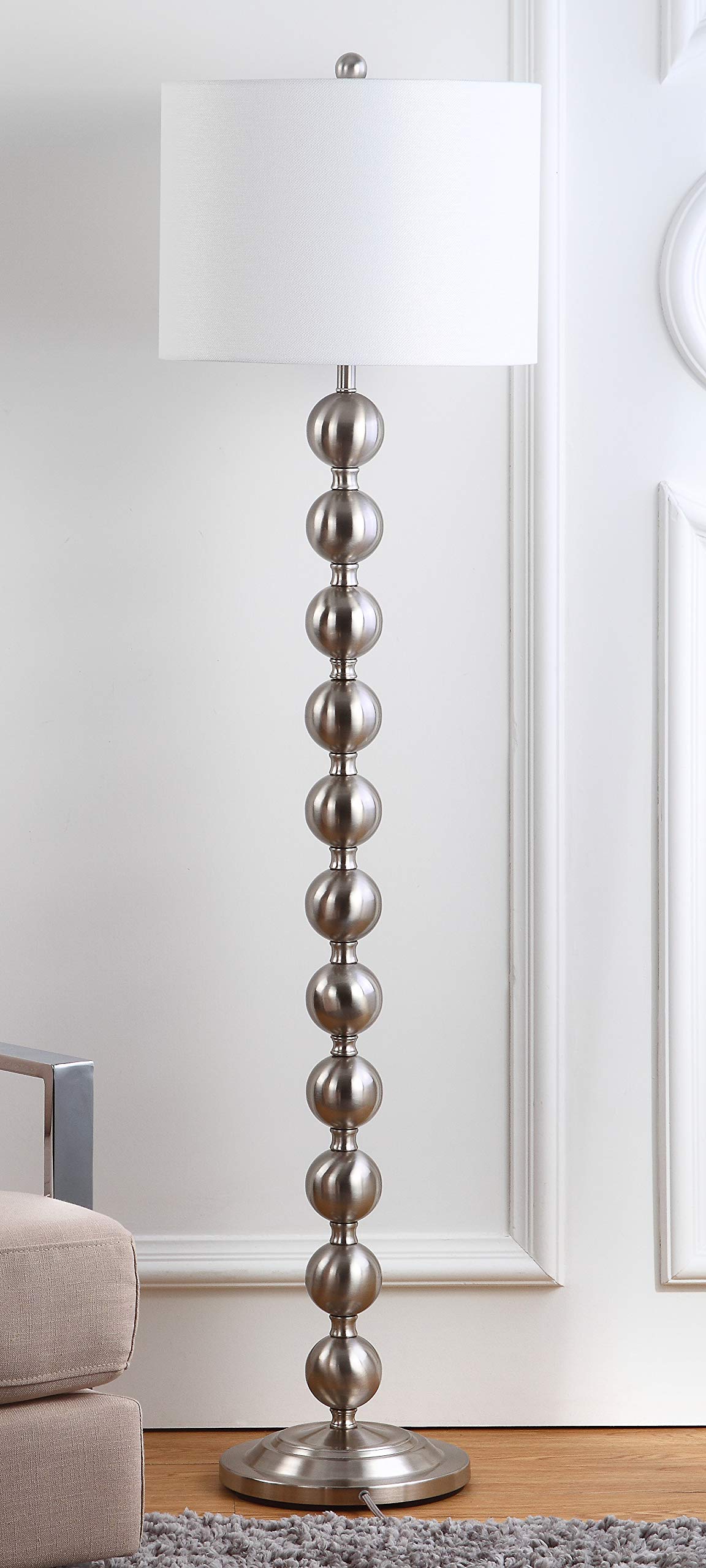 Safavieh Lighting Collection Reflections Modern Farmhouse Stacked Ball Nickel 59-Inch Living Room Bedroom Home Office Standing F