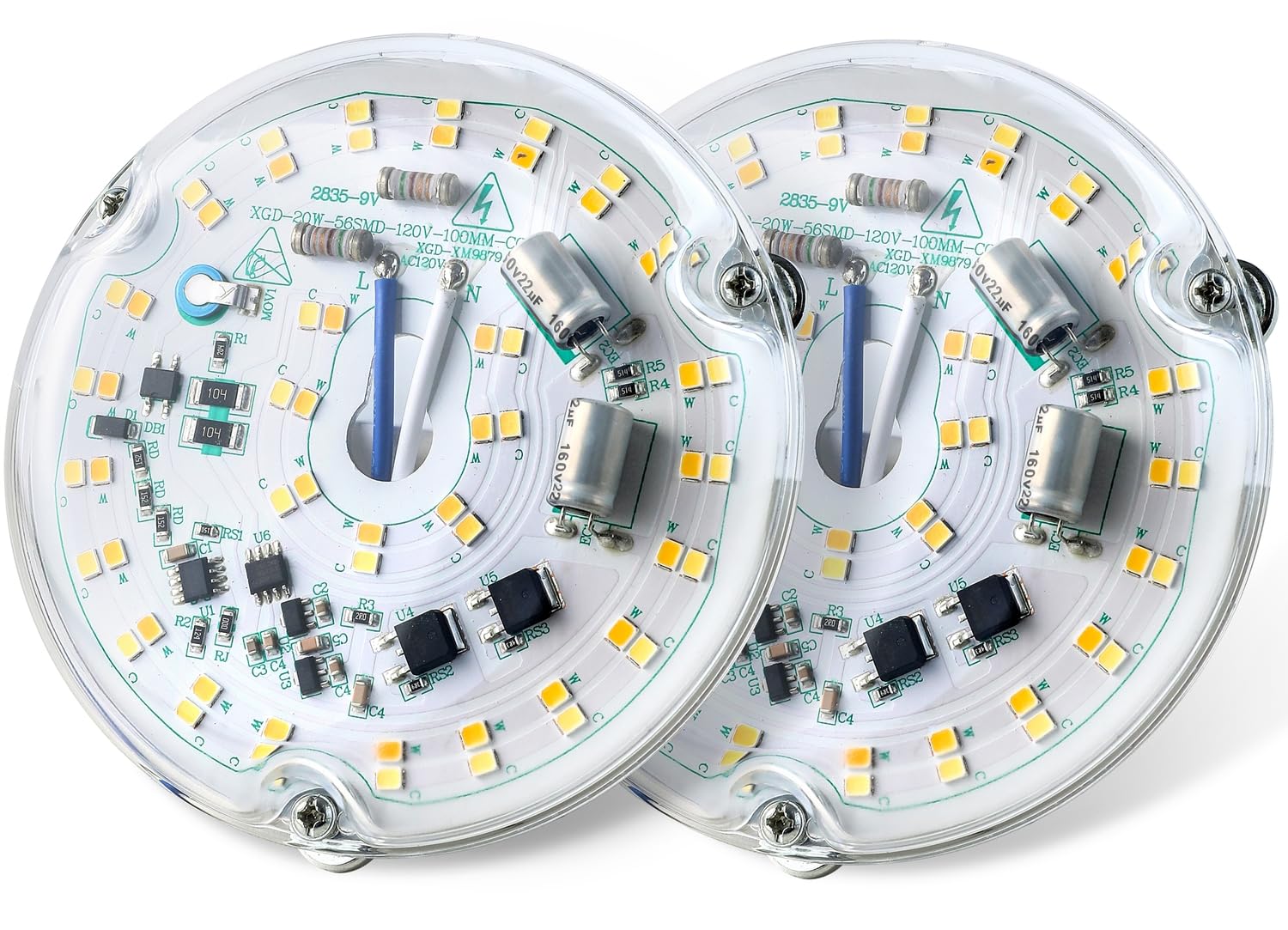 HAOLEDI 4'' 20W LED Ceiling Fan Light Retrofit Kit, Ceiling Light Replacement, 3CCT 3000K 4500K 5000K,120V, ETL Listed Dimmable 