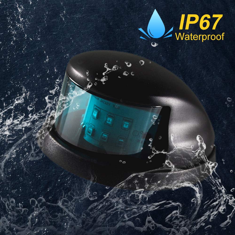Sebnux LED Boat Navigation Light - Red & Green Marine Bow Light for Small Boats - Black, Model ACK001