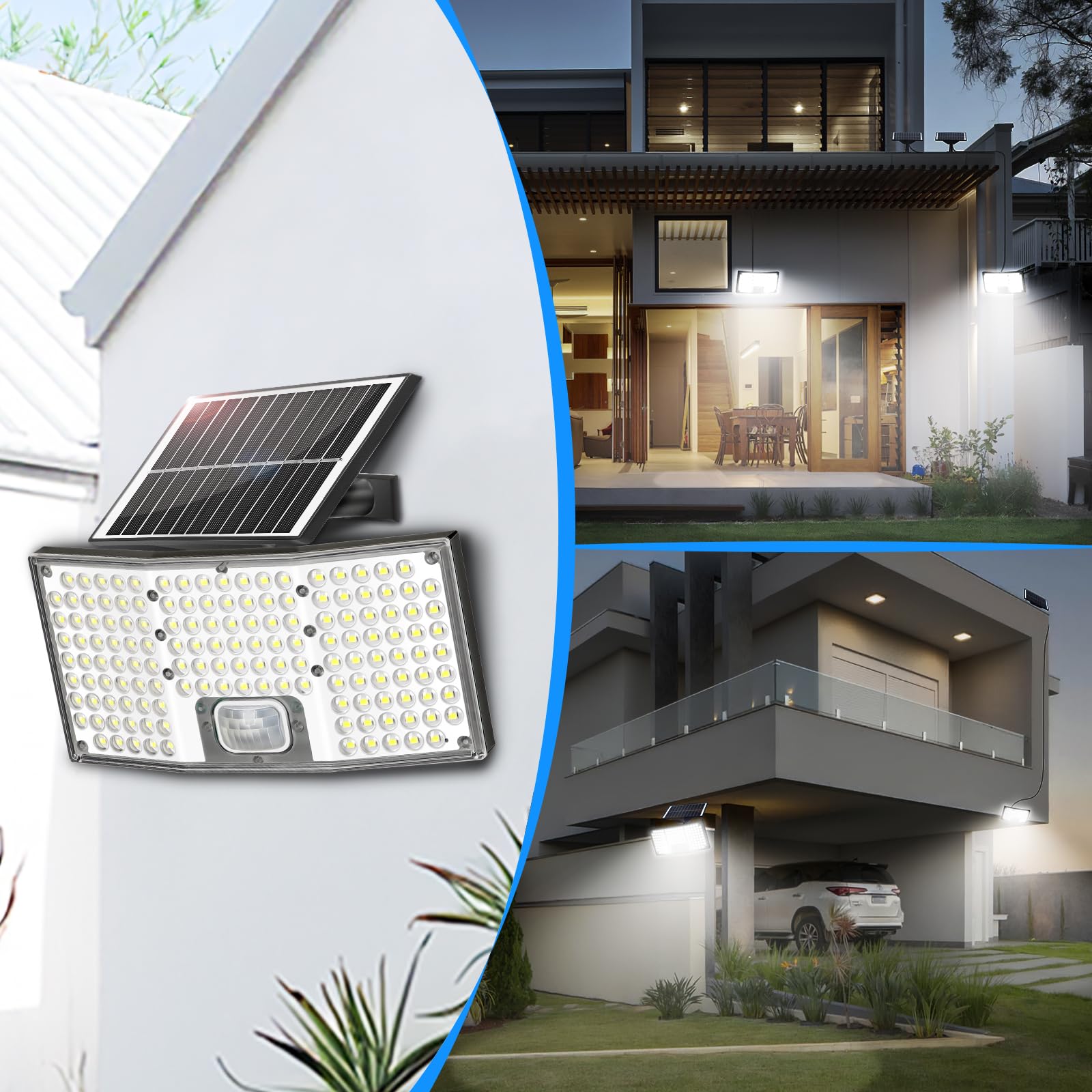 Tobusa Motion Sensor Solar Light - 4000Lm, 3 Modes, 6500K, Waterproof, Black, 1 Pack, Model Yc-Sw2881-1
