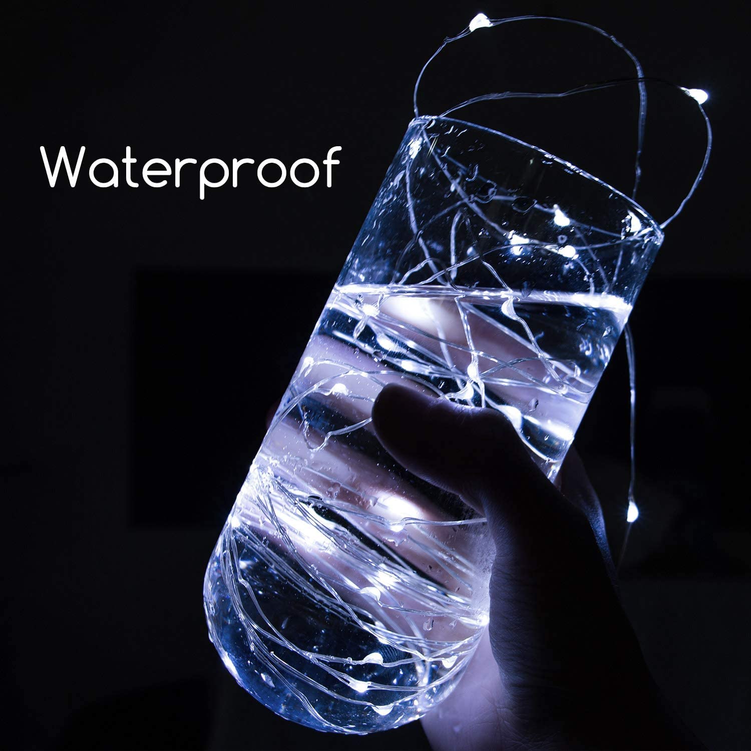 Minetom Fairy Lights, Battery Operated 5 Pack, 20 LED, 7 FT, Waterproof Silver Wire, Pure White