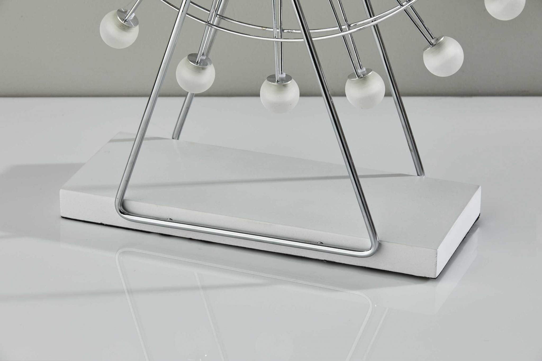 HomeRoots 22in LED Table Lamp, Off White Metal Base, Acrylic Globe Shade, Model HRF-372849