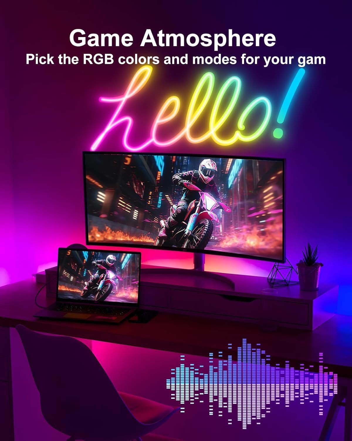 Vrribonx LED Neon Rope Lights 19.6FT, Flexible, IP65 Waterproof, Music Sync, Model V20-001