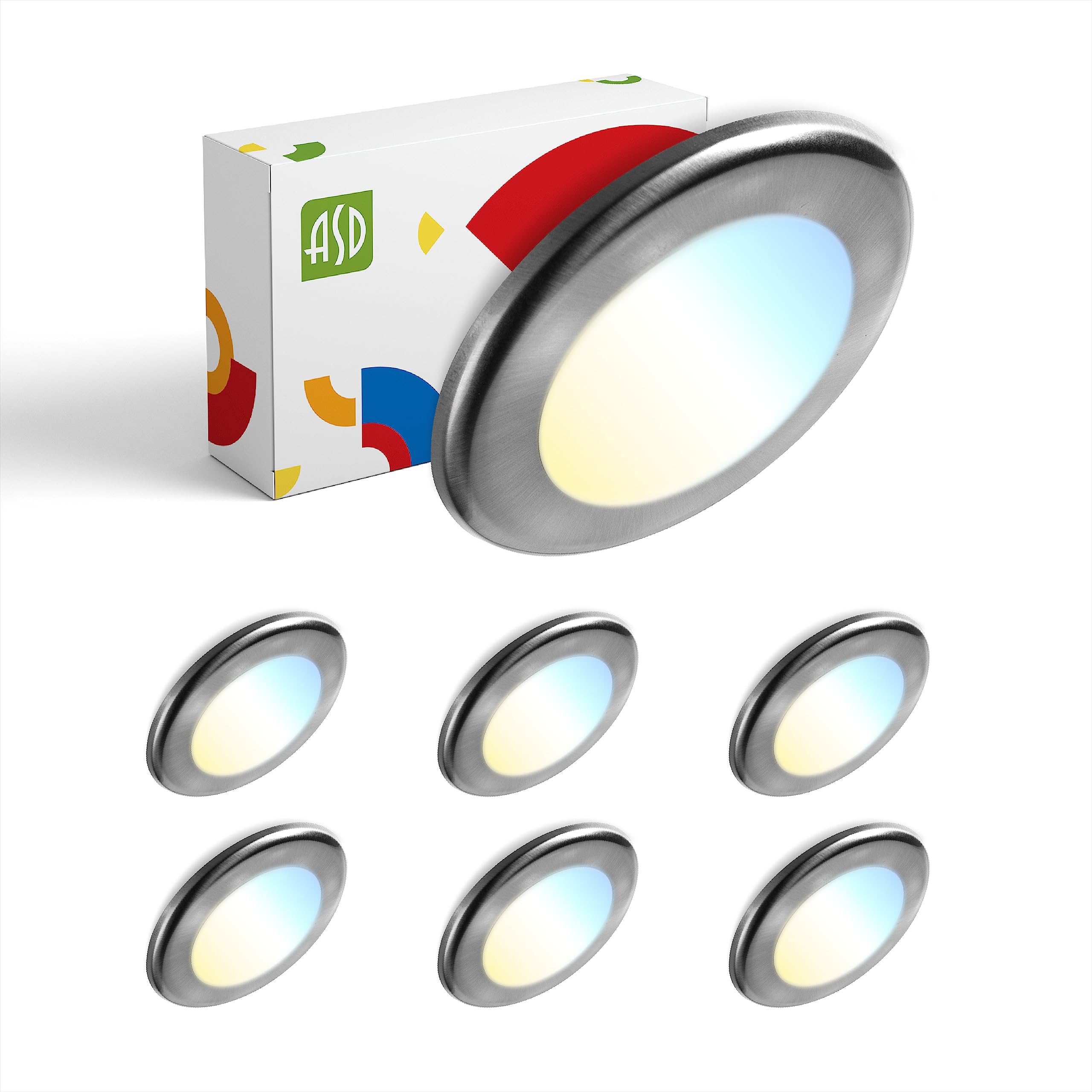 ASD 6 Pack LED Disk Lights 4 Inch, 10W 5CCT 2700K-5000K 685LM, Dimmable Flush Mount Ceiling Light Fixture, Low Profile Surface M