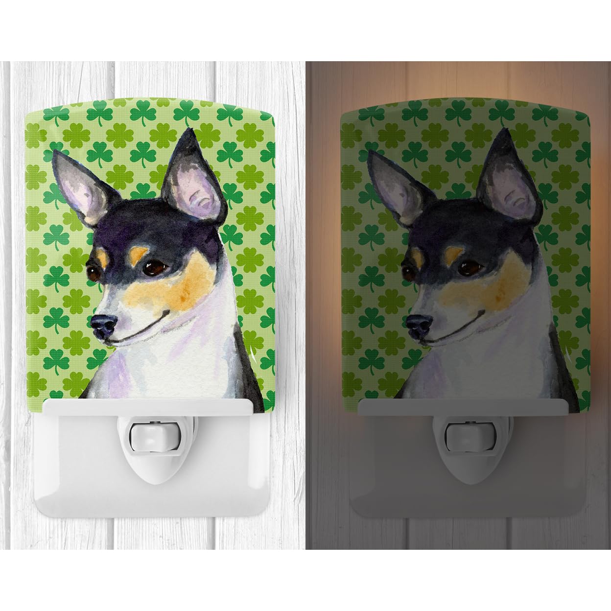 Carolines Treasures Ceramic Night Light, Chihuahua St. Patricks Day, UL-Certified, 6x4x3in, Multicolor, Model SS4449CNL