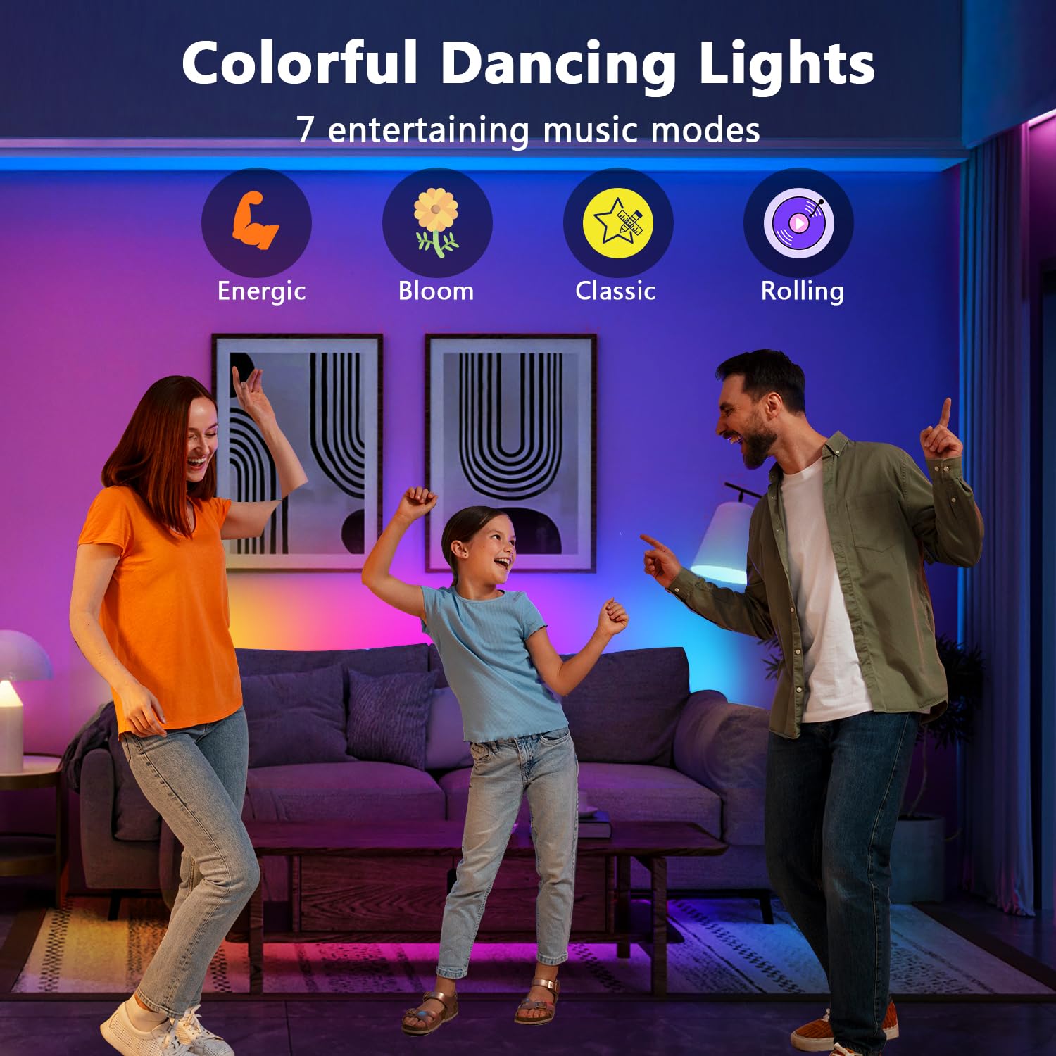 Phopollo Rgb Smart Led Strip Lights, 32.8Ft (2 Rolls Of 16.4Ft) Led Lights For Bedroom, App Control, Multiple Colors On One Line, Color Changing Strip Lighting Music Sync, Usb Powered
