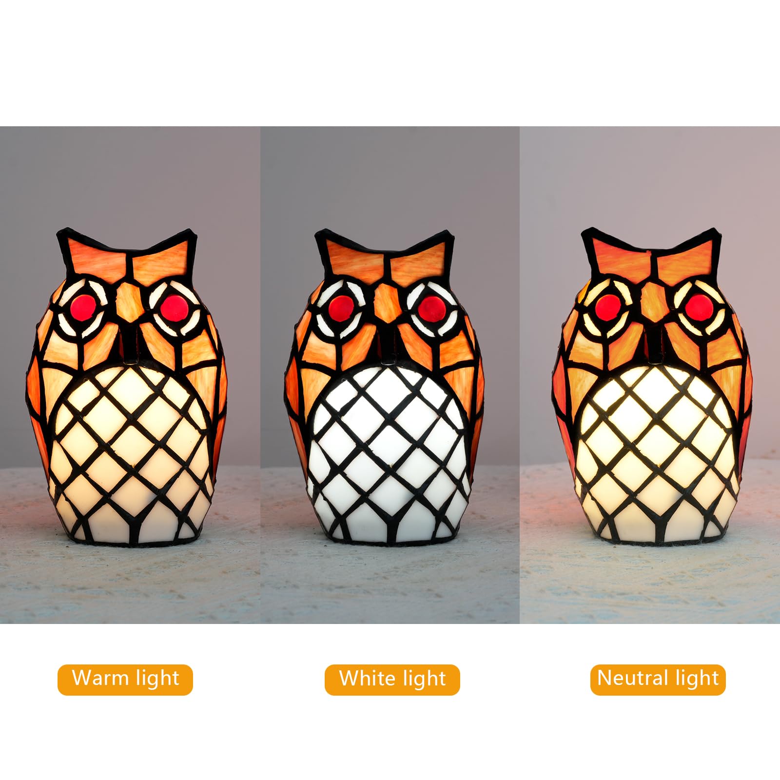 Kiphepi Tiffany Lamp Stained Glass Lamp Small Bedside Table Lamps For Living Room Home Decor Girls Women Birthday Halloween Christmas Thanksgiving Day Gift Owl
