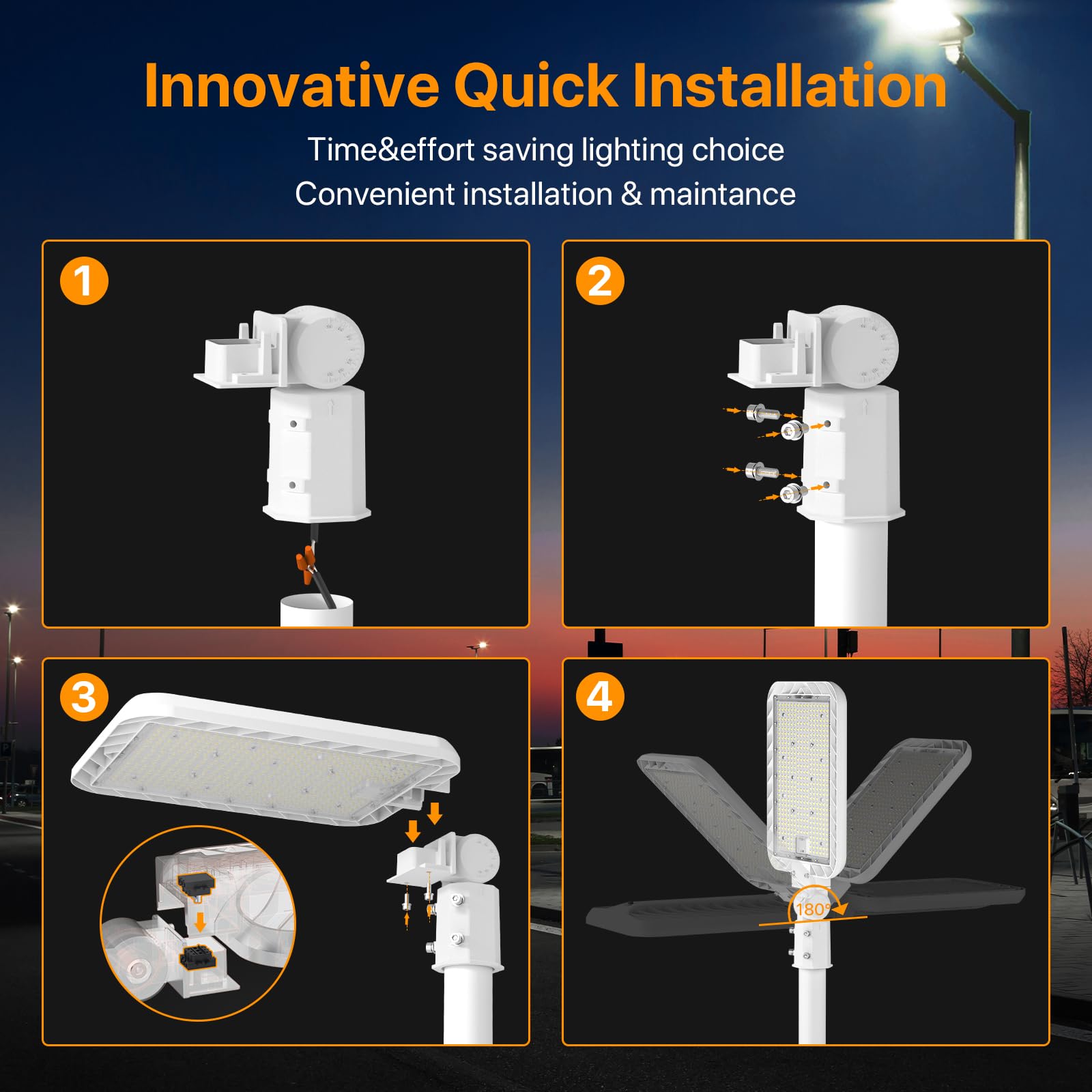Demilare 300W Led Parking Lot Light, 45000Lm Commercial Lighting With Slip Fitter Mount, 150Lm/W Ip65 5000K Dusk To Dawn Sensor