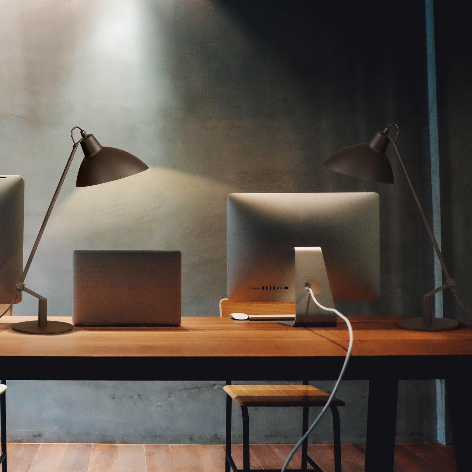 Psdsshiis Desk Lamp Modern Industrial 100% Metal Table Lamp 22'', Soft White Light (3000K) With Adjustable Switch, Ideal For Off