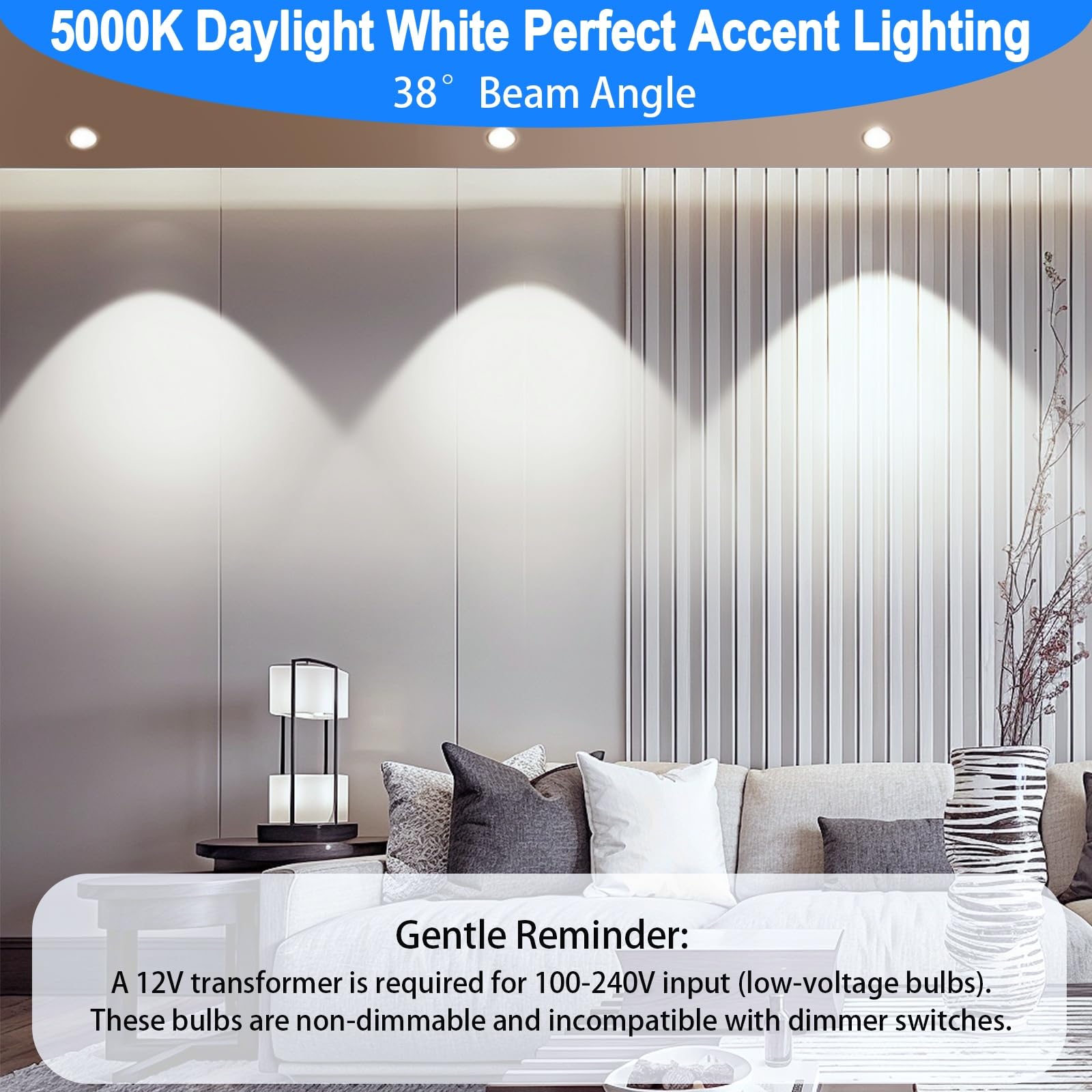 Qqlxst Mr16 Led Bulbs 50W Halogen Equivalent  5000K Daylight White  5W Mr16 Gu5.3 Bi-Pin Base 12V Low Voltage Spotlight Bulb For Landscape Spotlight Track Recessed Lighting  Non-Dimmable  12-Pack