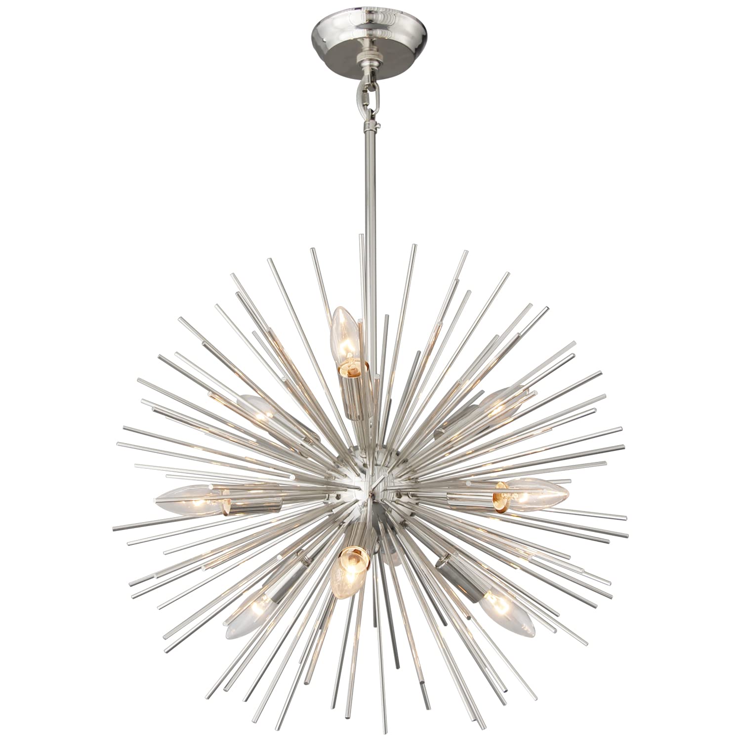 Ziralio Modern 9-Light Sputnik Chandelier Nickel Dining Room Chandelier Light Fixture For Bedroom, Kitchen, Entryway, Foyer, Study, 20In 12Lb Solid Metal