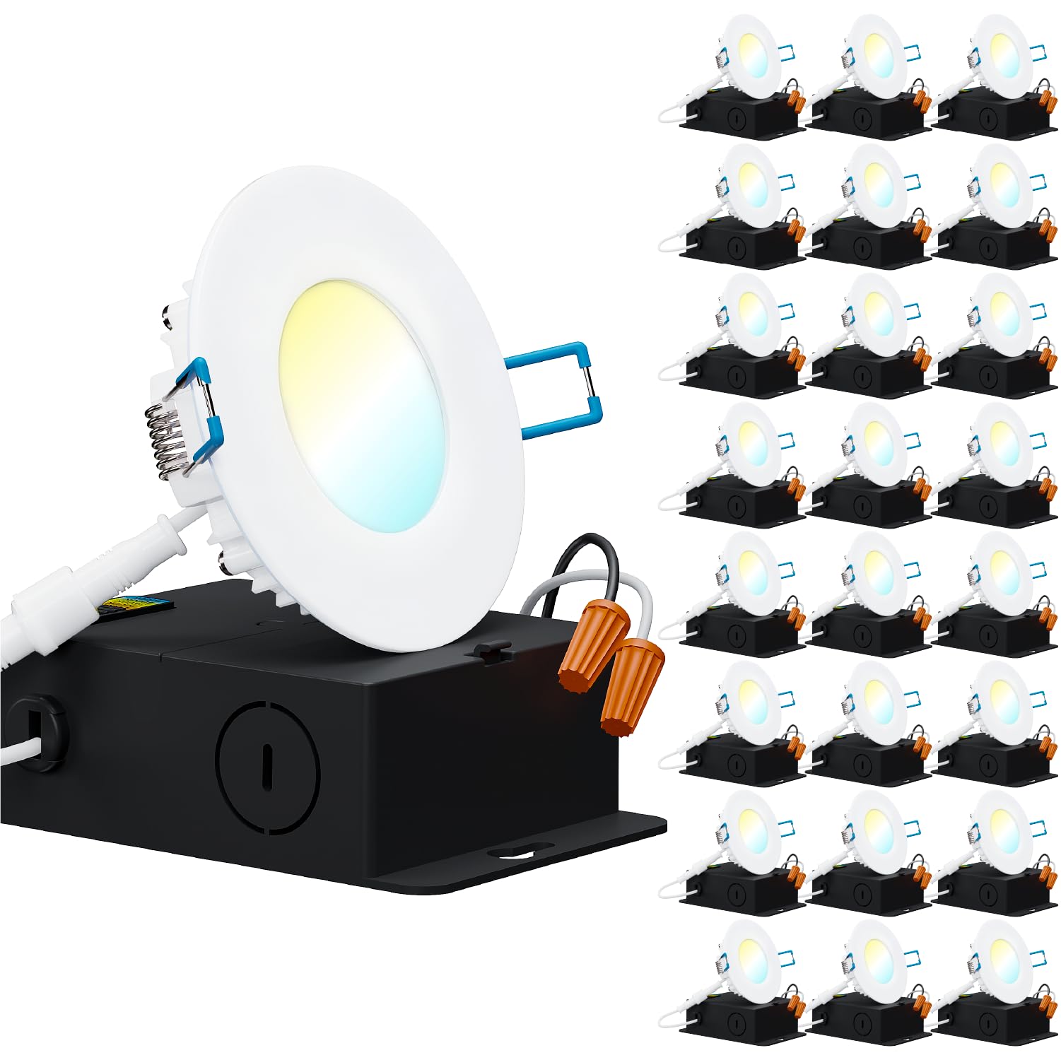Sunco 24 Pack 4 Inch Ultra Thin Led Recessed Ceiling Lights Slim, High Brightness 800 Lumens, 2700K/3000K/3500K/4000K/5000K, Dimmable, 10W, Wafer Thin, Canless With Junction Box