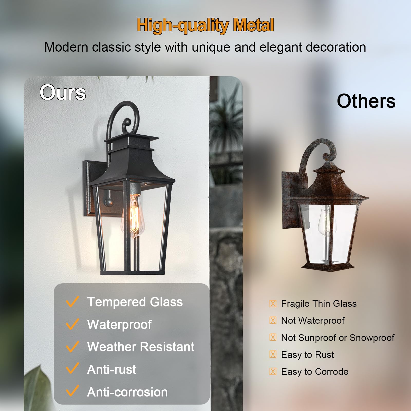 Alvime Outdoor Wall Light Fixture - Waterproof, All-Weather Wall Lantern For Entryway & Patio