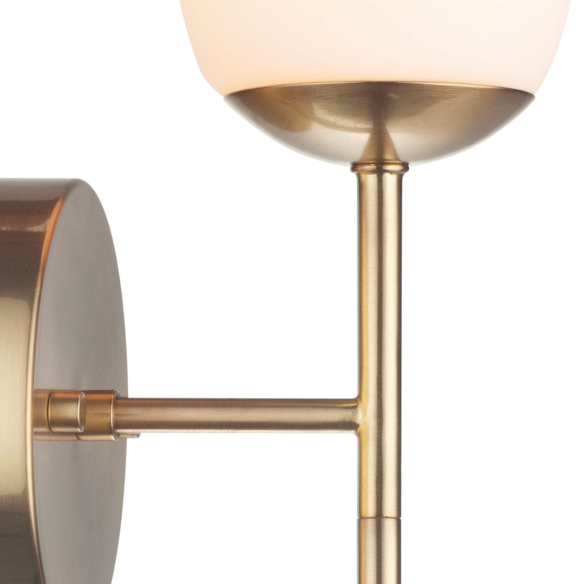 Globe Electric 51635 Wall Sconce, 1-Light, Soft Matte Brass, Opal Glass Shade, Plug-in/Hardwire, Ideal for Bedroom, Kitchen, Living Room