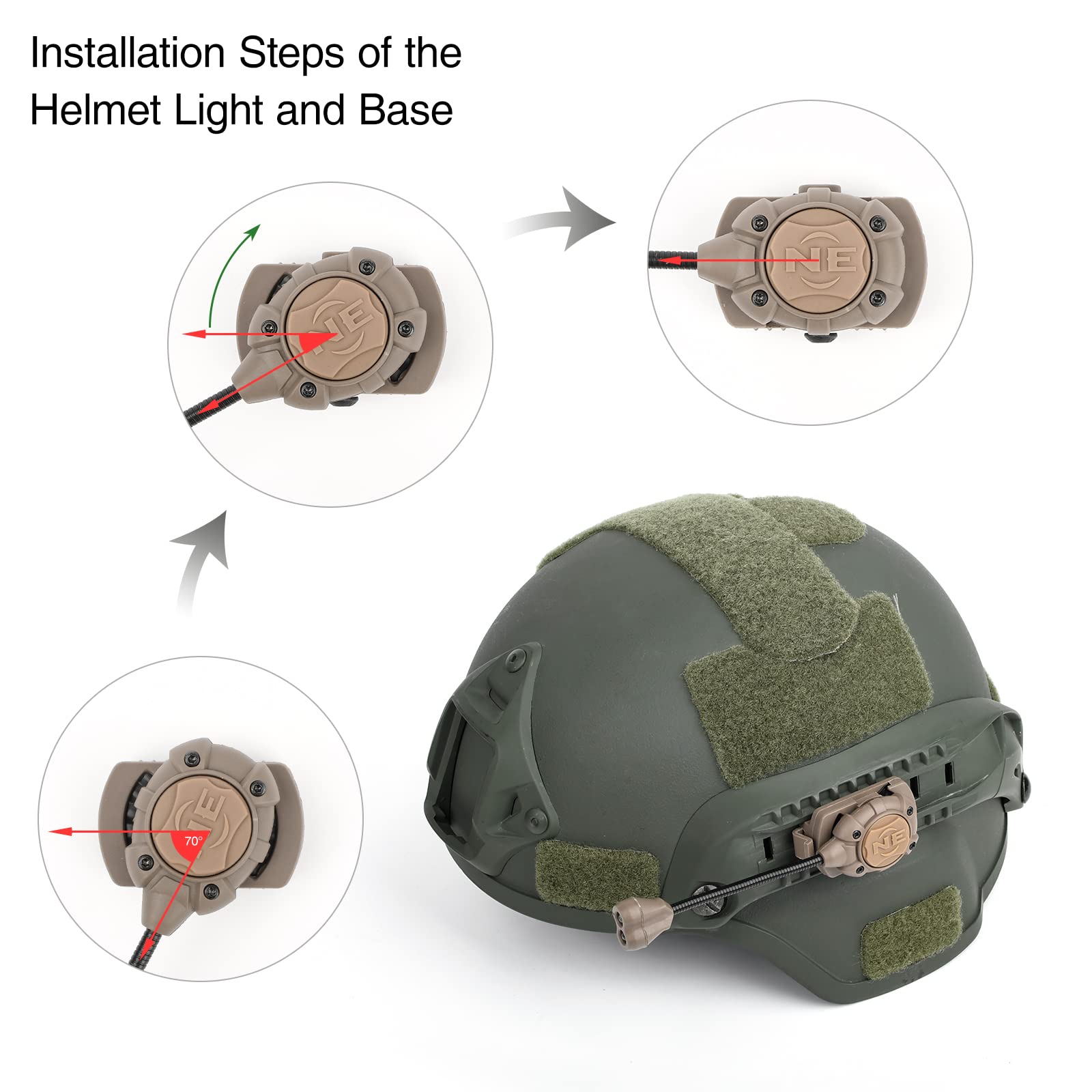 rdzzwxw Tactical Helmet Light with White Green IR LED Task Lamp, Helmet Accessories Mount for Mich Fast Helmet Molle System Pica
