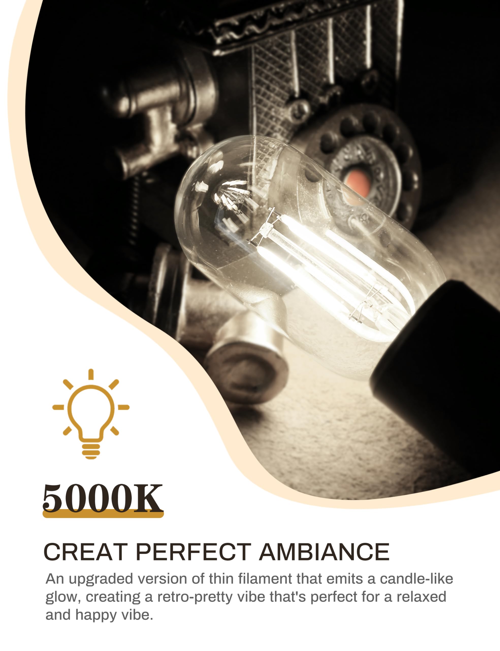 Doresshop 6 Pack Led Edison Bulbs, 4W Edison Light Bulbs, Antique Led Filament Bulbs 40W Equivalent, E26 Base,T45 Led Bulb With Clear Glass,Daylight 4000K, Non Dimmable,Great For Home,Bedroom,Office