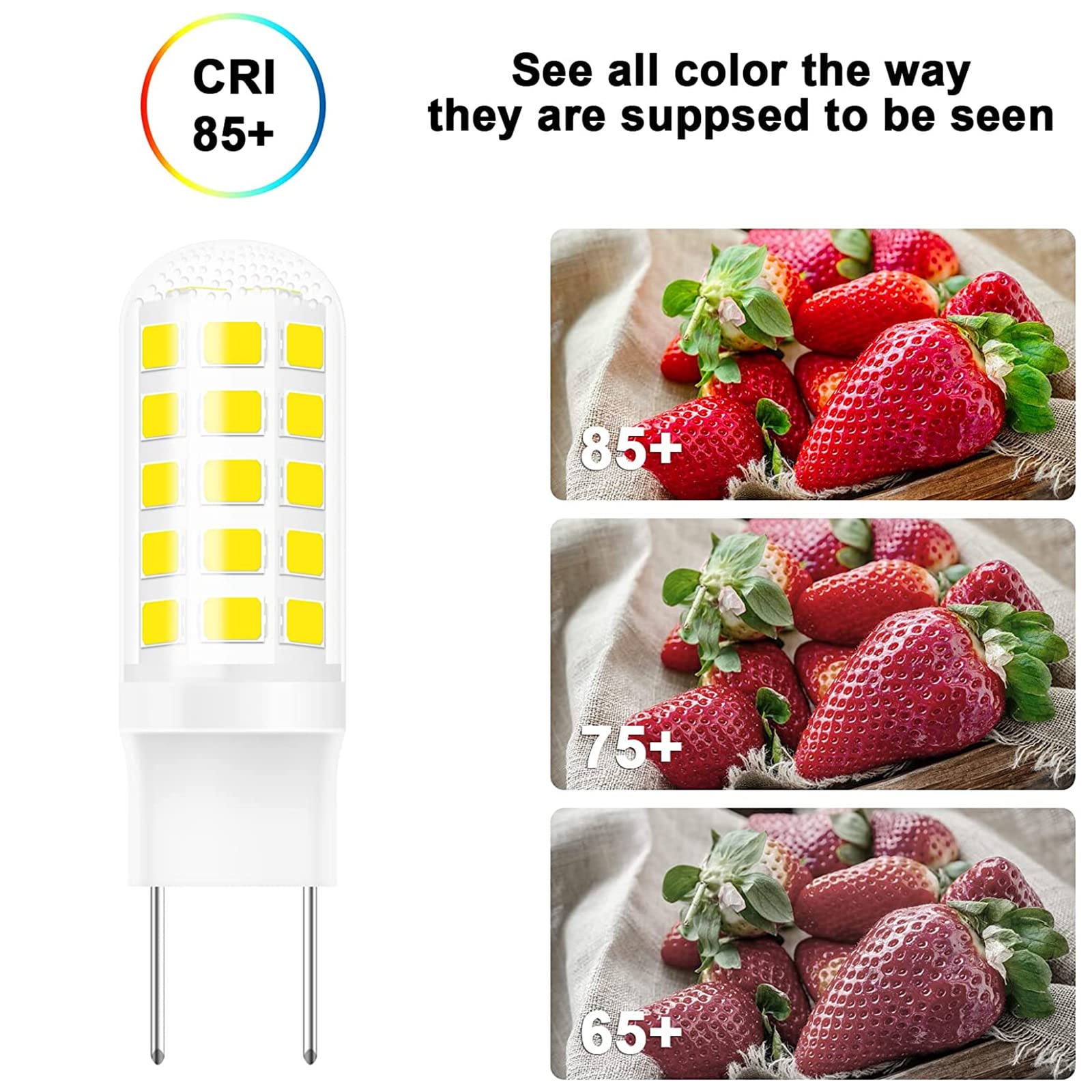 Gaormii G8 Dimmable LED Bulb, 4W (35W Halogen Equivalent), Natural White 4000K, Bi-Pin Base, 120V, 360LM
