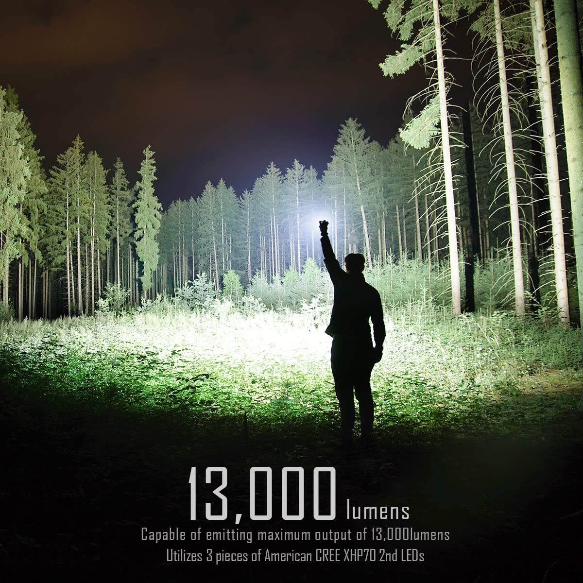 IMALENT MS03 Brightest EDC Flashlight 13000 Lumens, with CREE XHP70.2 LEDs, Rechargeable Tactical Flashlight, Suitable for Campi