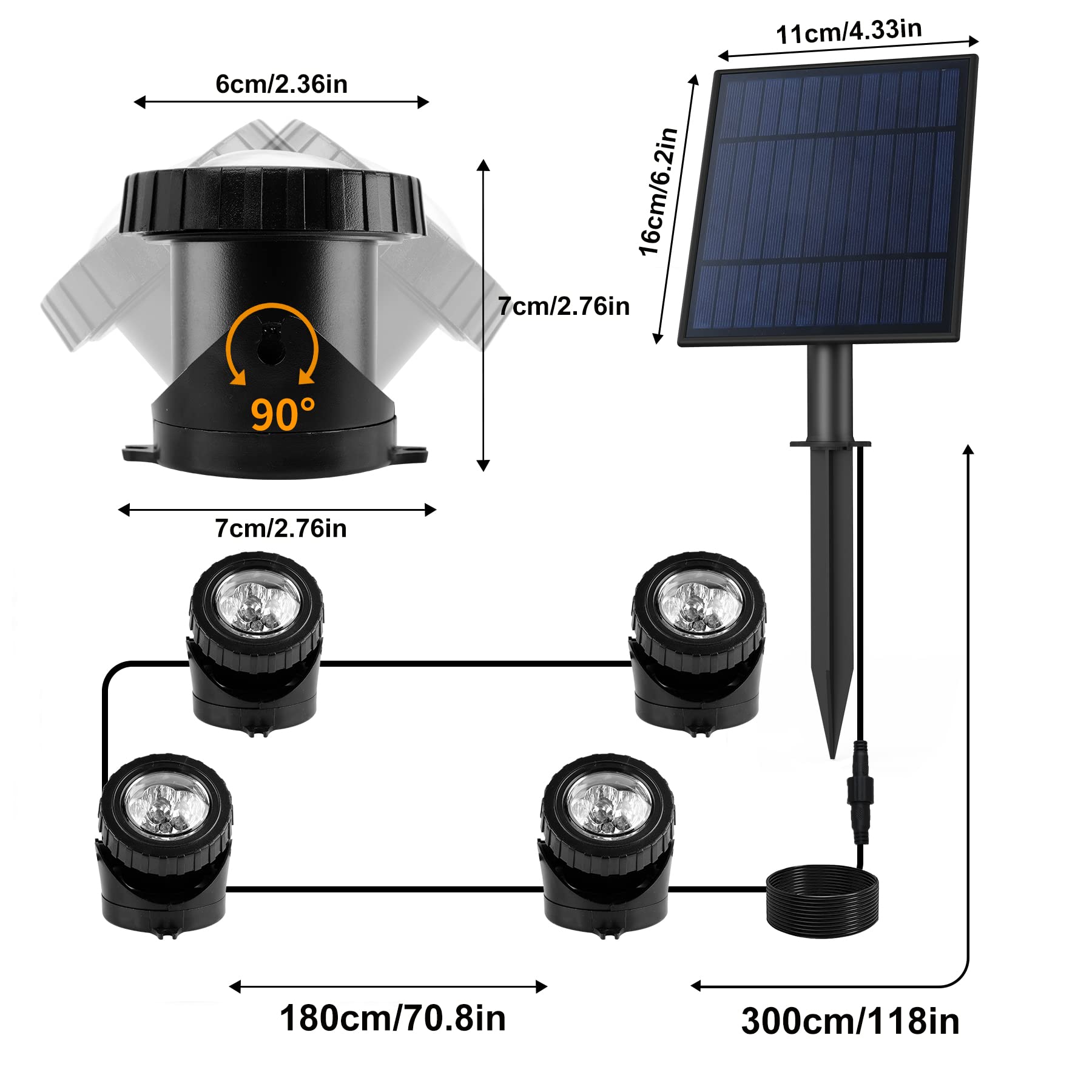 Crepow Rgb Led Solar Pond Lights - Ip68 Waterproof Color Changing Spotlights For Garden & Pool