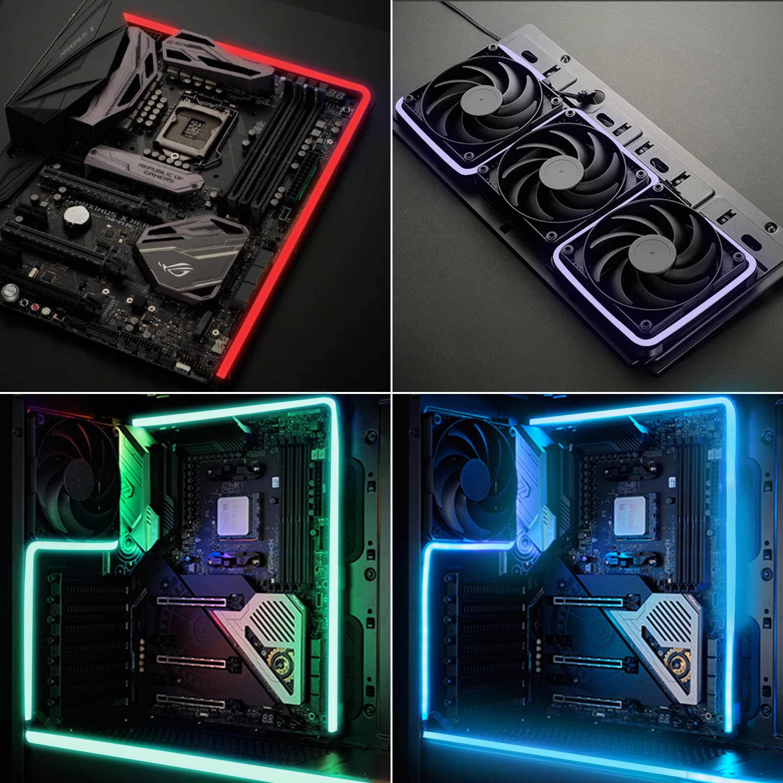 Speclux NEON RGB LED Strip - 12V 4-Pin, Compatible with Aura SYNC & More, 2 Strips, Copper Material, Strong Magnetic Brackets