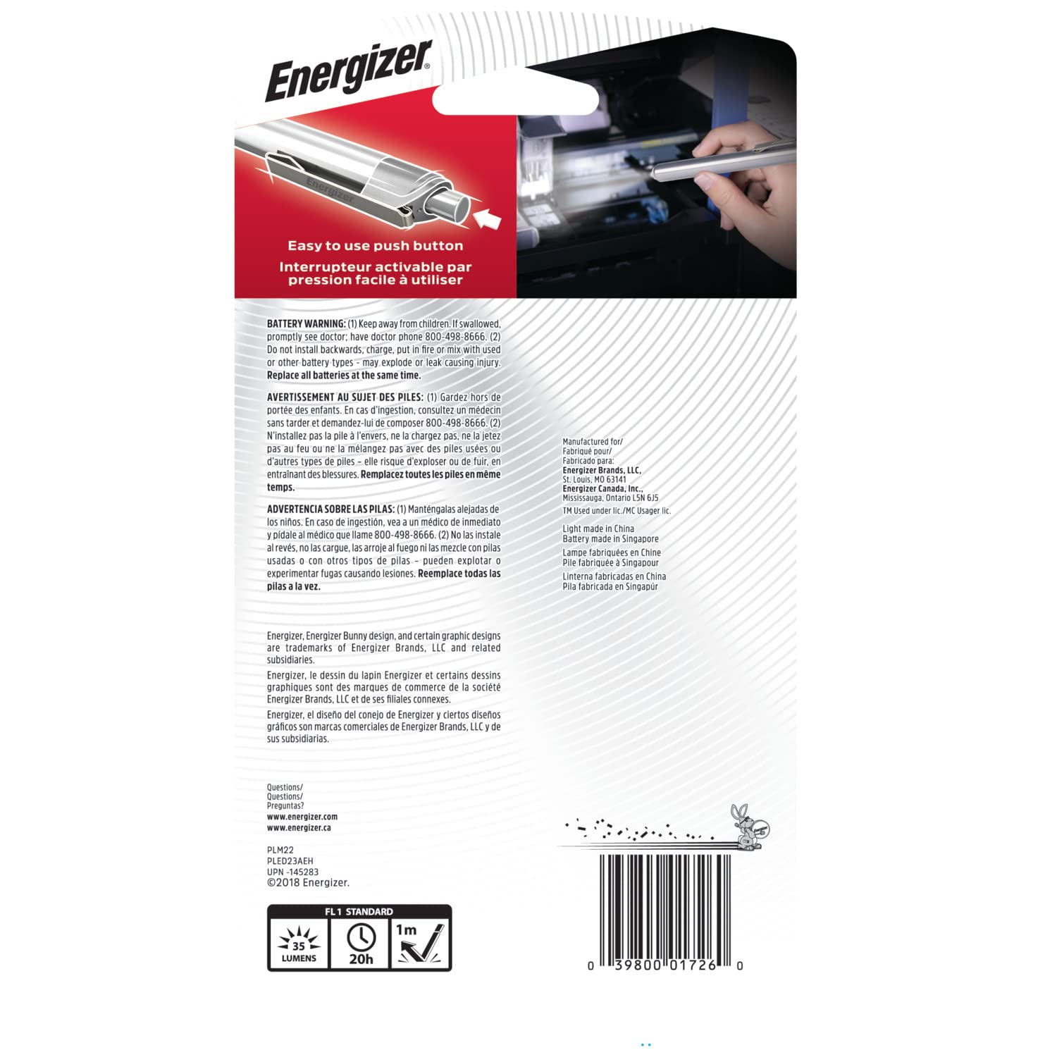 Eveready Evepled23Aeh Pen Led Energizer, Silver