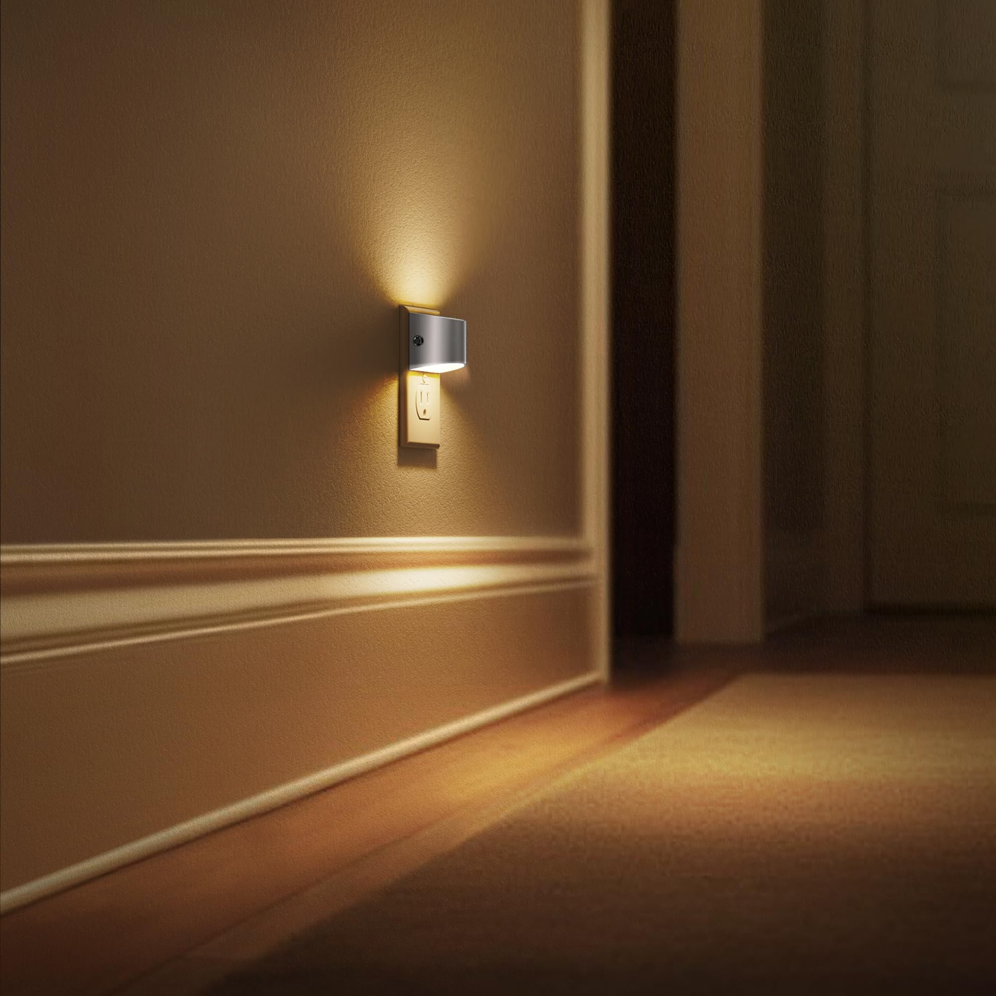L LOHAS LED Night Lights - Dimmable 3-Level Brightness, 3000K Soft White, Grey, 2 Pack, Model GY10702CHUS-2
