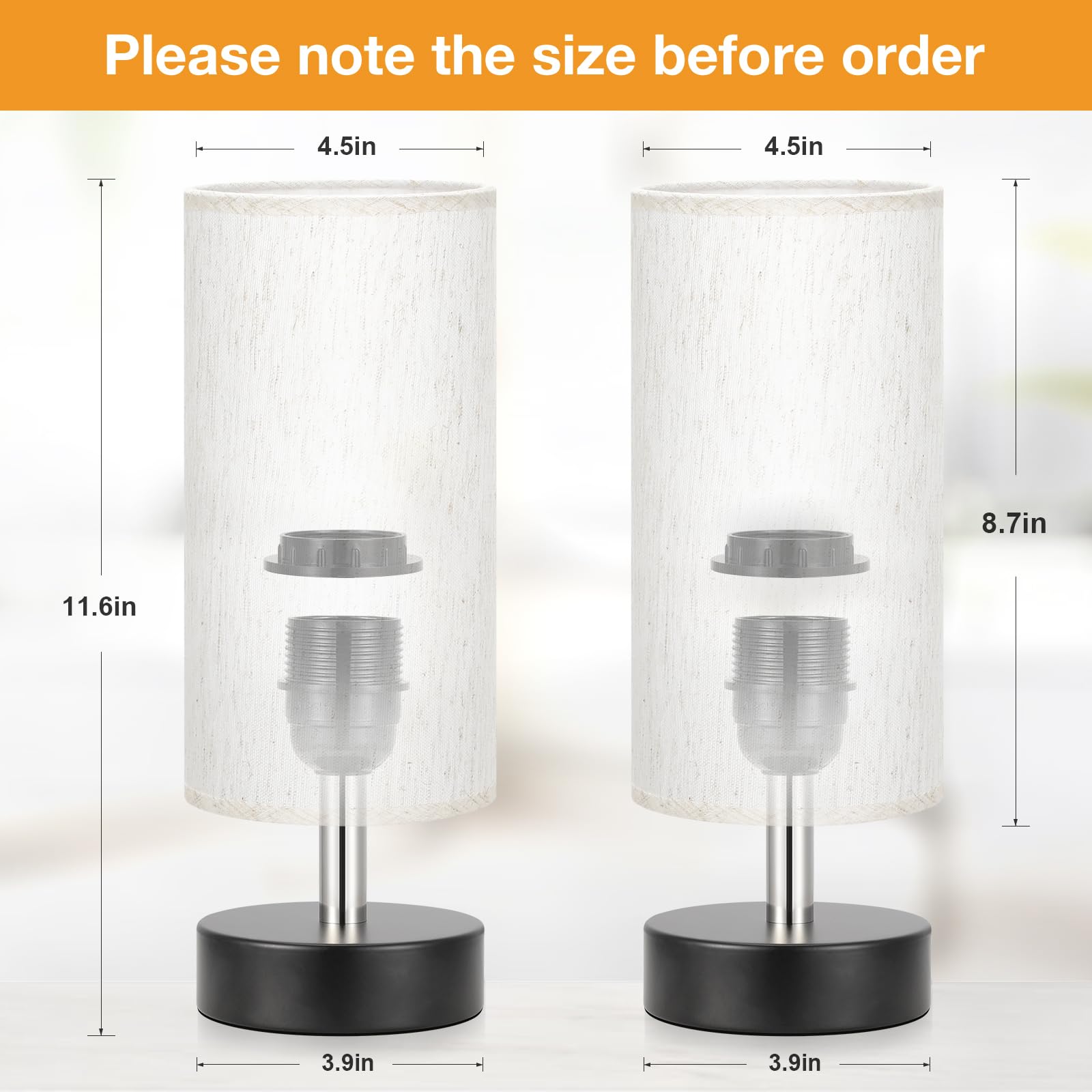 Partageiz Small Table Lamp For Bedroom Set Of 2 - Bedside Lamps For Night Stands, Minimalist Nightstand Light Lamp, Desk Lamps For Reading Room, Kids Room, Living Room, Office, Dorm