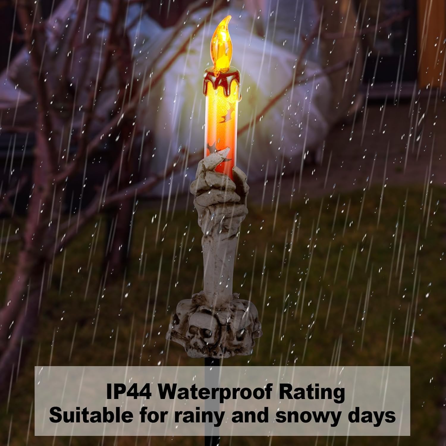 ILLUMINEW Halloween Pathway Lights, 10 Pack Skull Hand Candle Holders, Solar Powered LED Decor, White