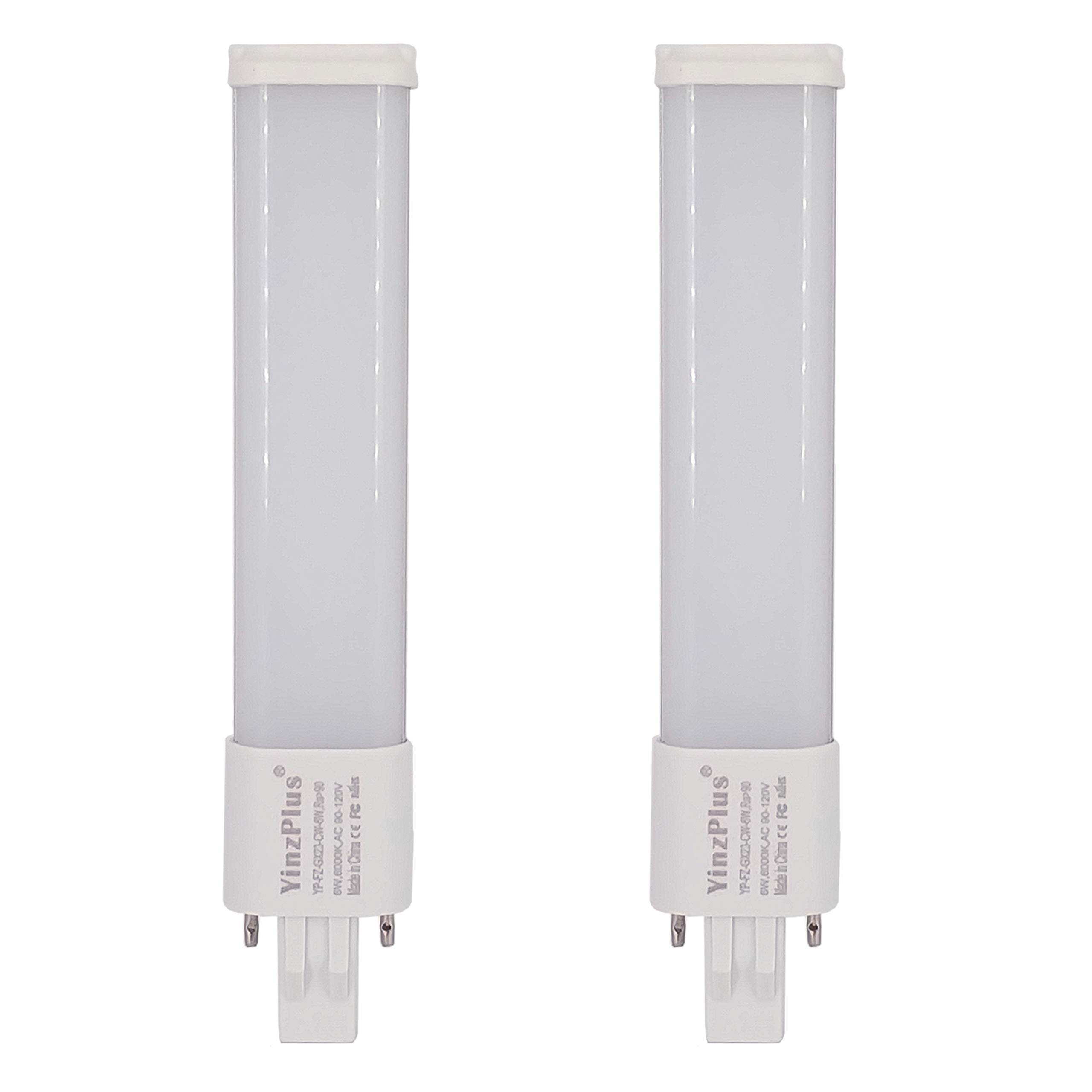 Yinzplus Gx23 Led Bulb 6.5 Inch Ac 120V And 277V Beam Angle 360 Degree 6 Watt 600 Lumen Cold White 6000K Pl Lamp Cfl Led Compact